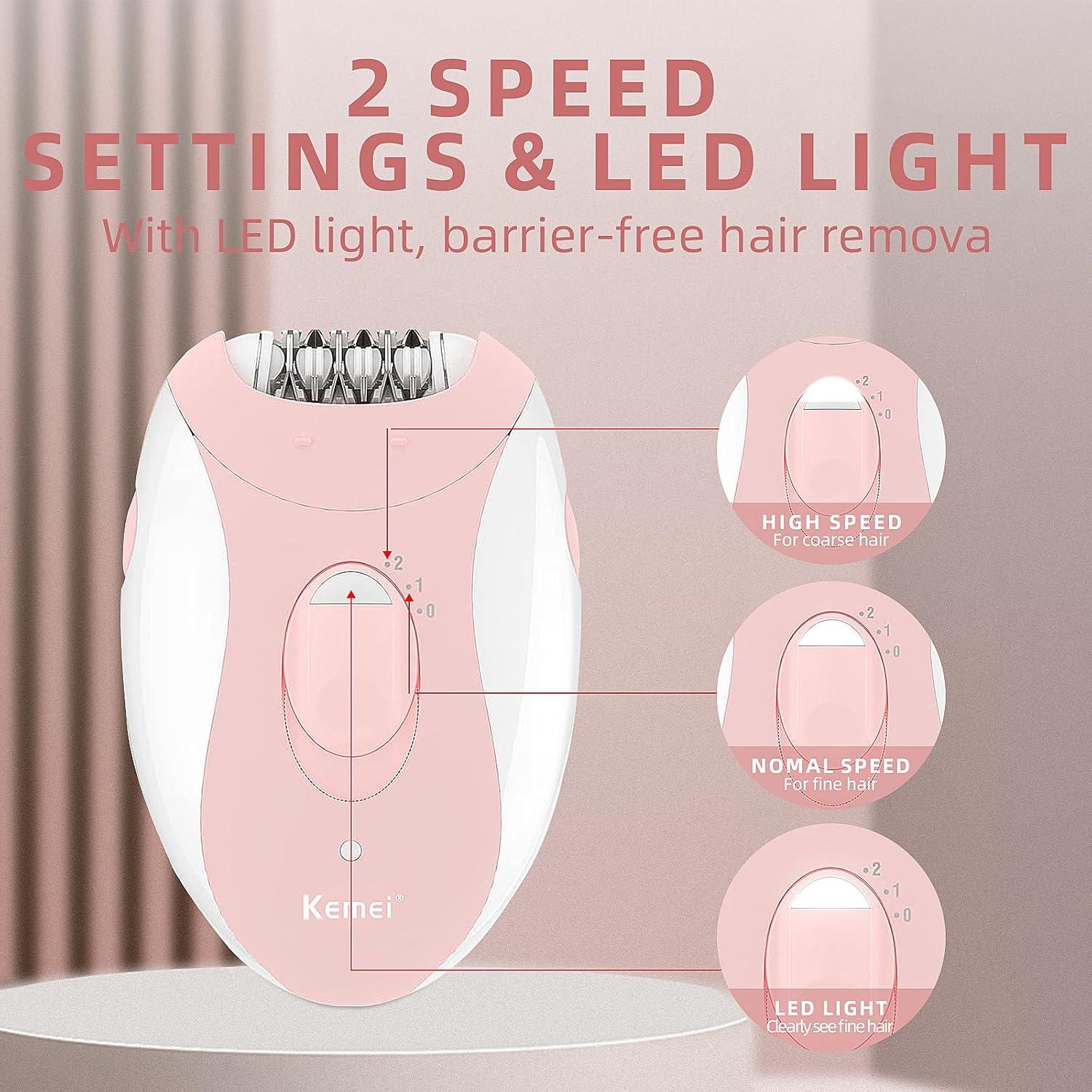 Epilador Eléctrico Muvik para Mujeres con Luz LED y 2 Velocidades