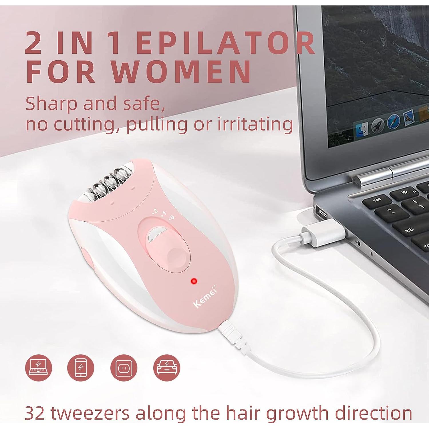 Epilador Eléctrico Muvik para Mujeres con Luz LED y 2 Velocidades