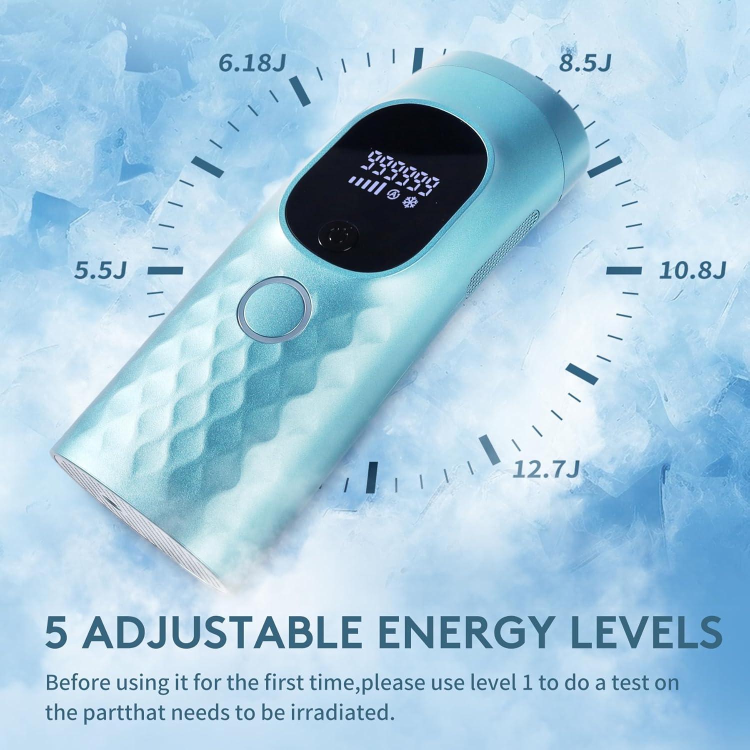 Dispositivo IPL de Eliminación de Vello Permanente Miley - 999,999 Destellos, Enfriamiento Indoloro, 5 Niveles de Potencia