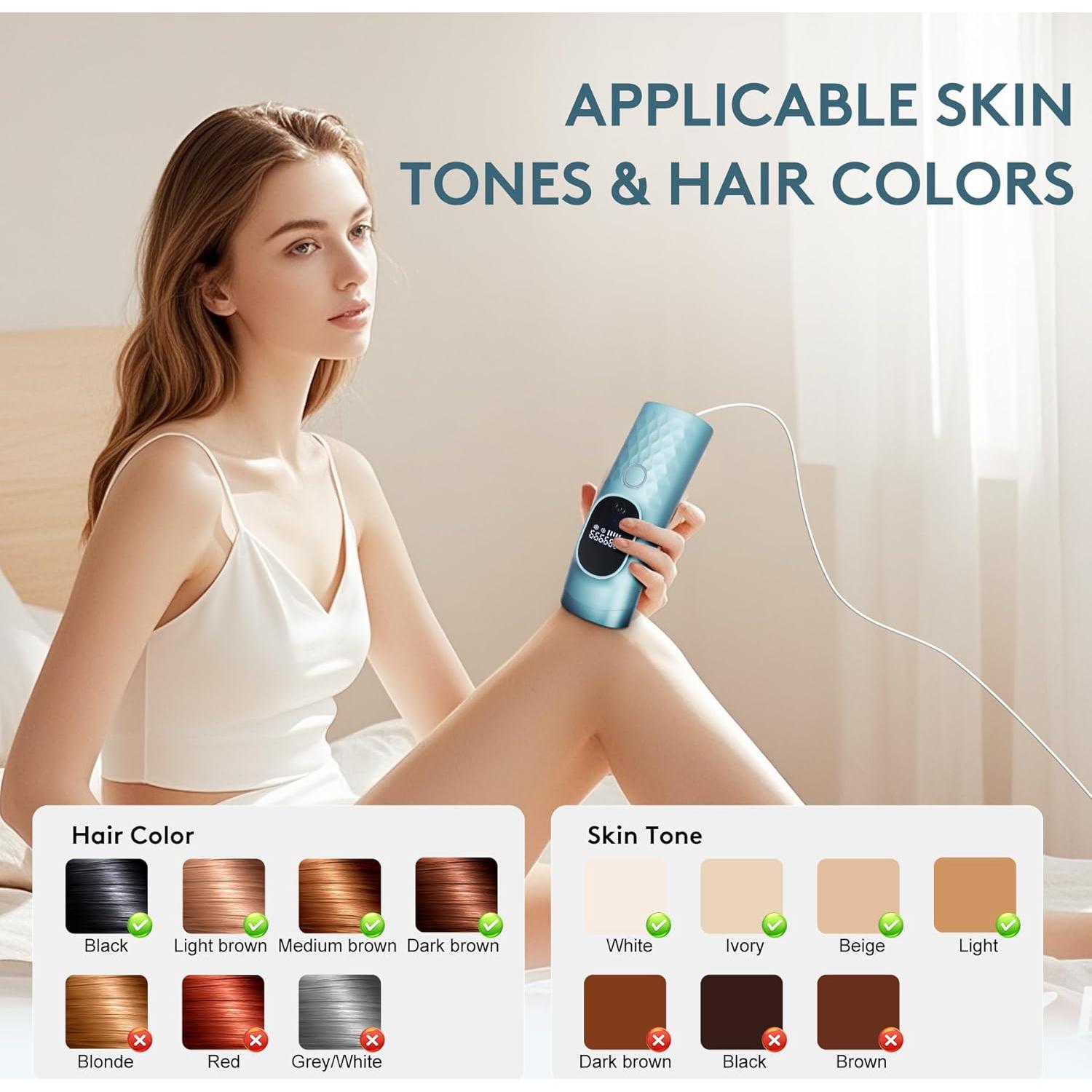 Dispositivo IPL de Eliminación de Vello Permanente Miley - 999,999 Destellos, Enfriamiento Indoloro, 5 Niveles de Potencia