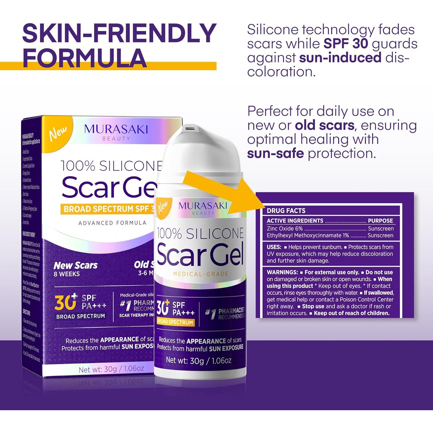 Gel de Cicatrices MURASAKI BEAUTY 30g con SPF 30 - Fórmula Avanzada