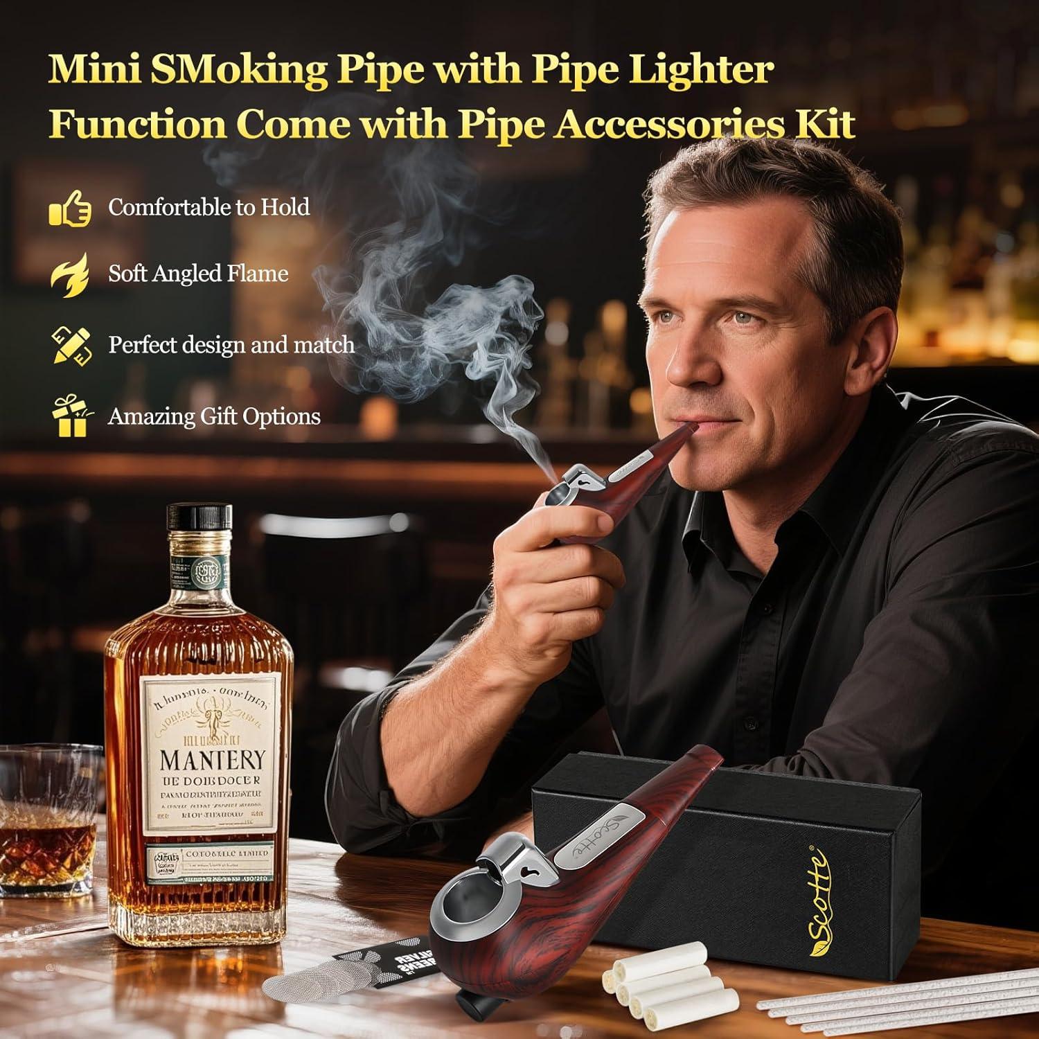 Tubería portátil Scotte mini con encendedor recargable y accesorios