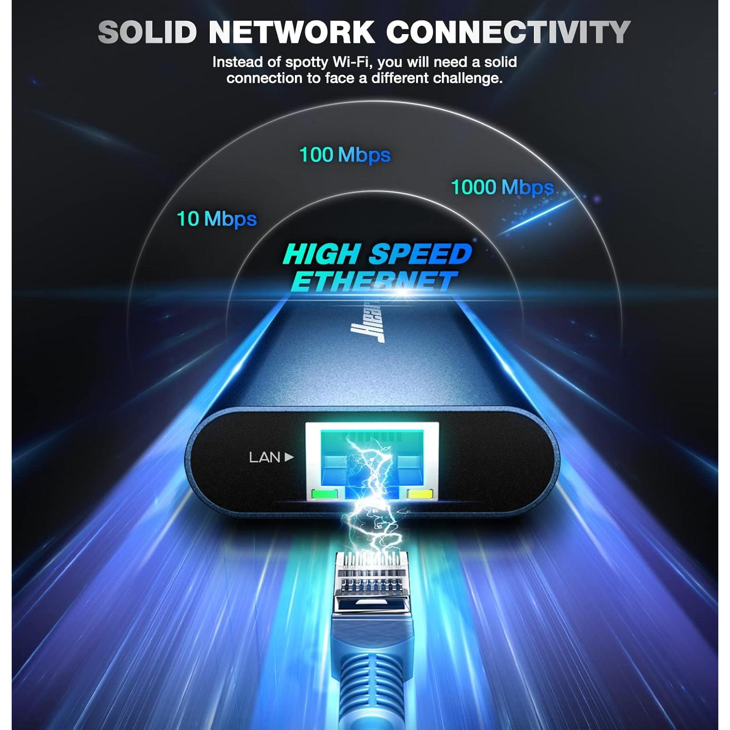 Hiearcool Hub USB-C 8 en 1 4K 60Hz Adaptador Ethernet