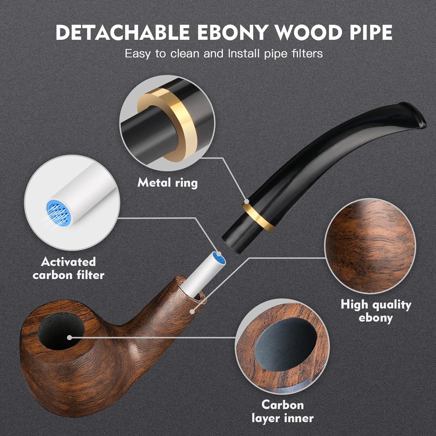 Juego de Pipa de Tabaco Scotte con Accesorios y Bolsa de Cuero