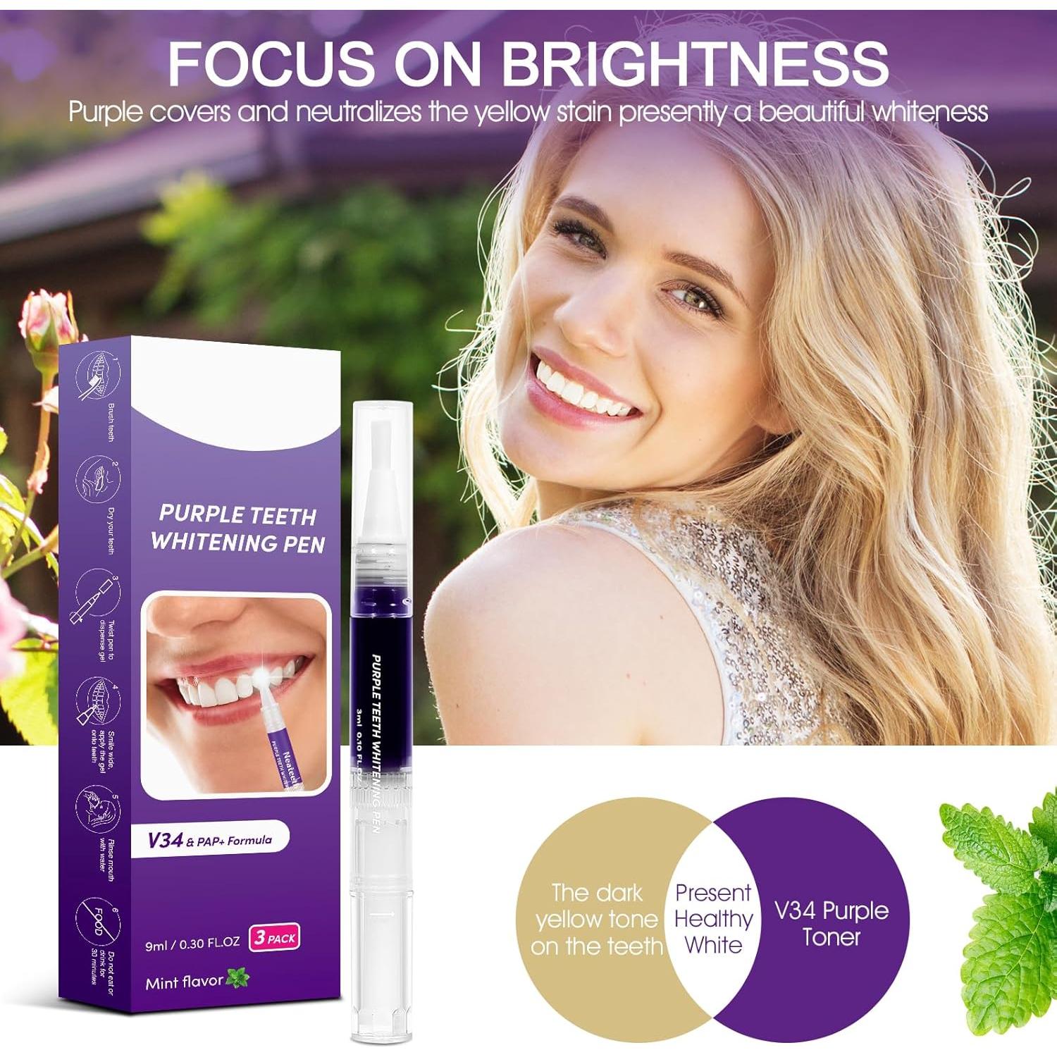 Bolígrafo Blanqueador de Dientes Neateeth Morado 3 Paquetes