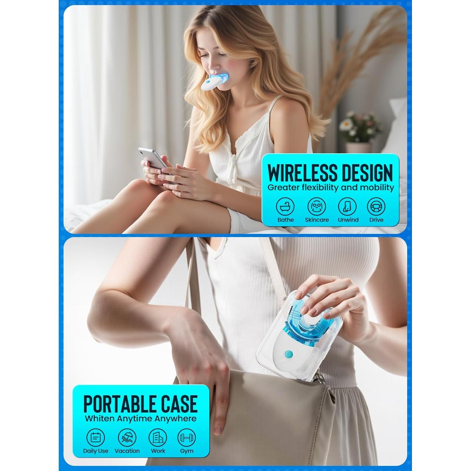 Kit Blanqueamiento Dental Nicwell para Dientes Sensibles - 3 Gel 35% y Luz LED