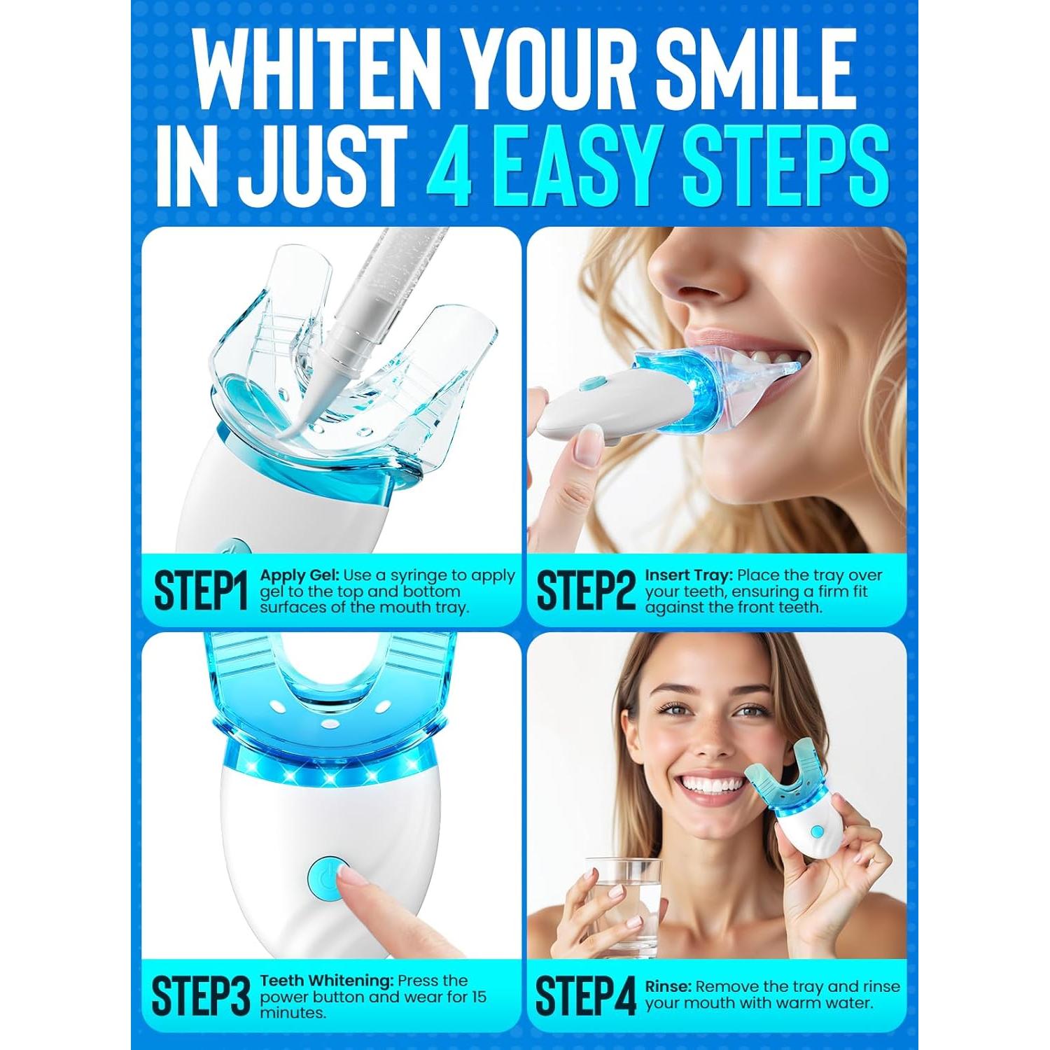 Kit Blanqueamiento Dental Nicwell para Dientes Sensibles - 3 Gel 35% y Luz LED