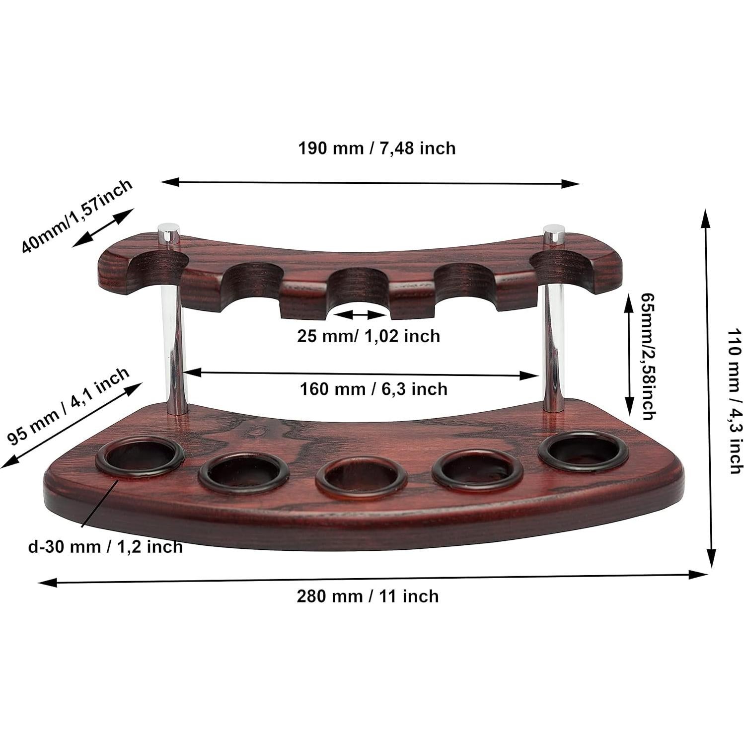 Soporte de Madera para 5 Pipas KAFpipeWorkshop - Hecho a Mano