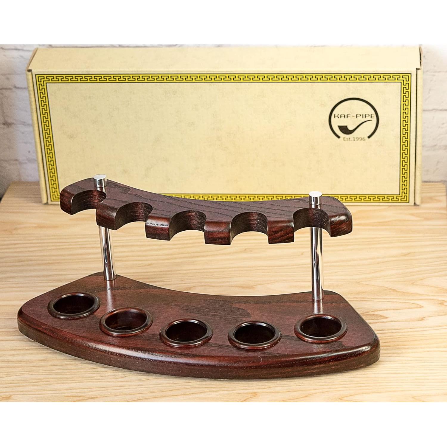 Soporte de Madera para 5 Pipas KAFpipeWorkshop - Hecho a Mano