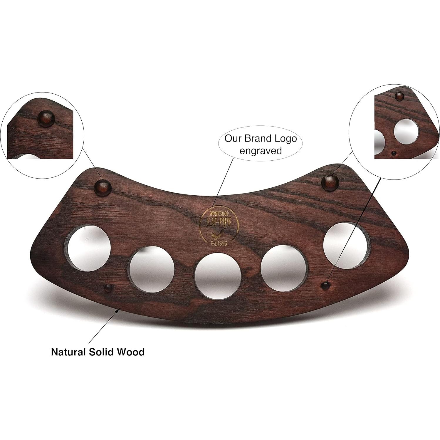 Soporte de Madera para 5 Pipas KAFpipeWorkshop - Hecho a Mano