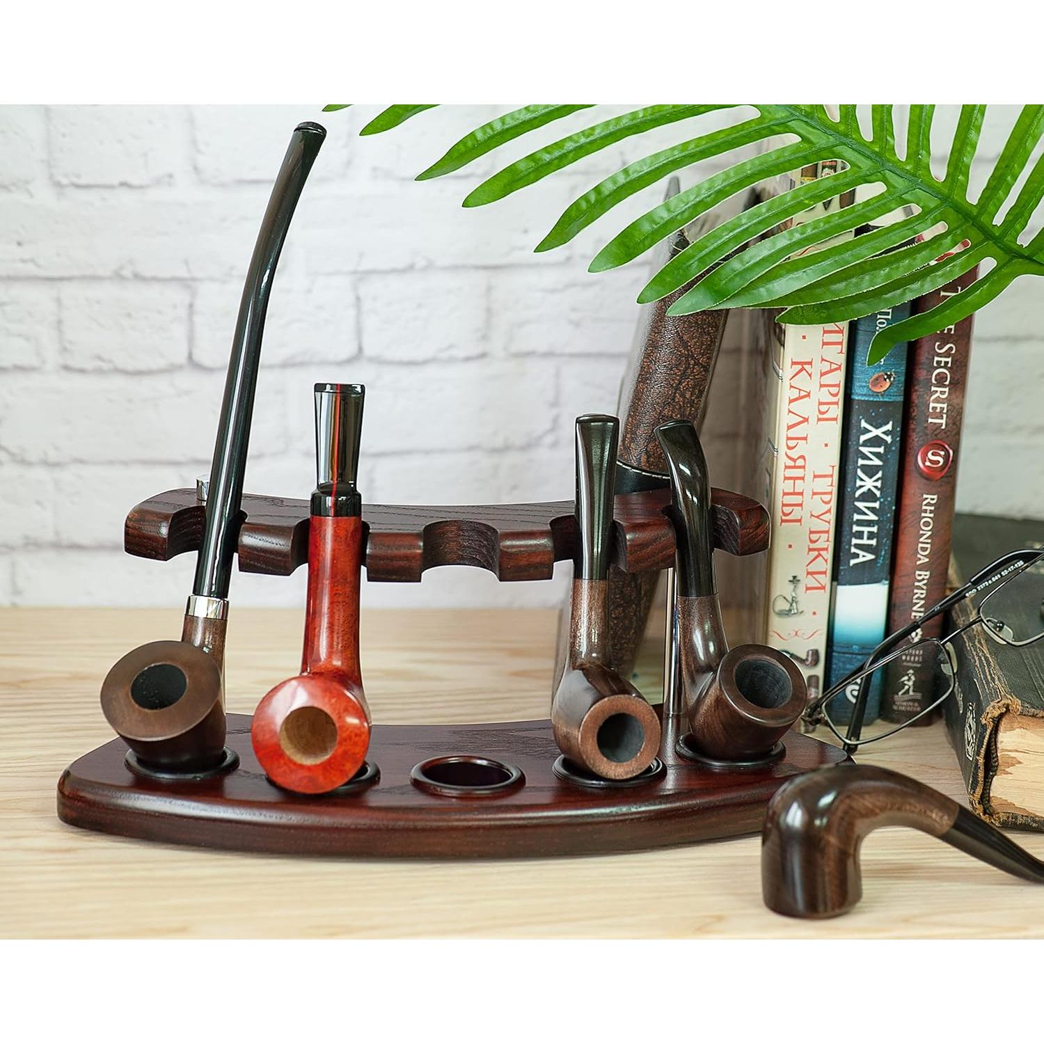 Soporte de Madera para 5 Pipas KAFpipeWorkshop - Hecho a Mano