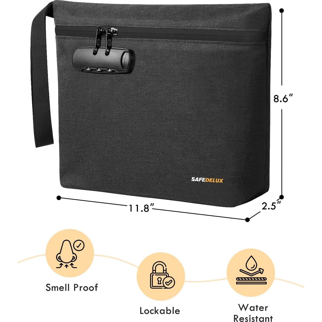 Bolsa a Prueba de Olores SafeDelux 29.9x21.8cm con Cerradura