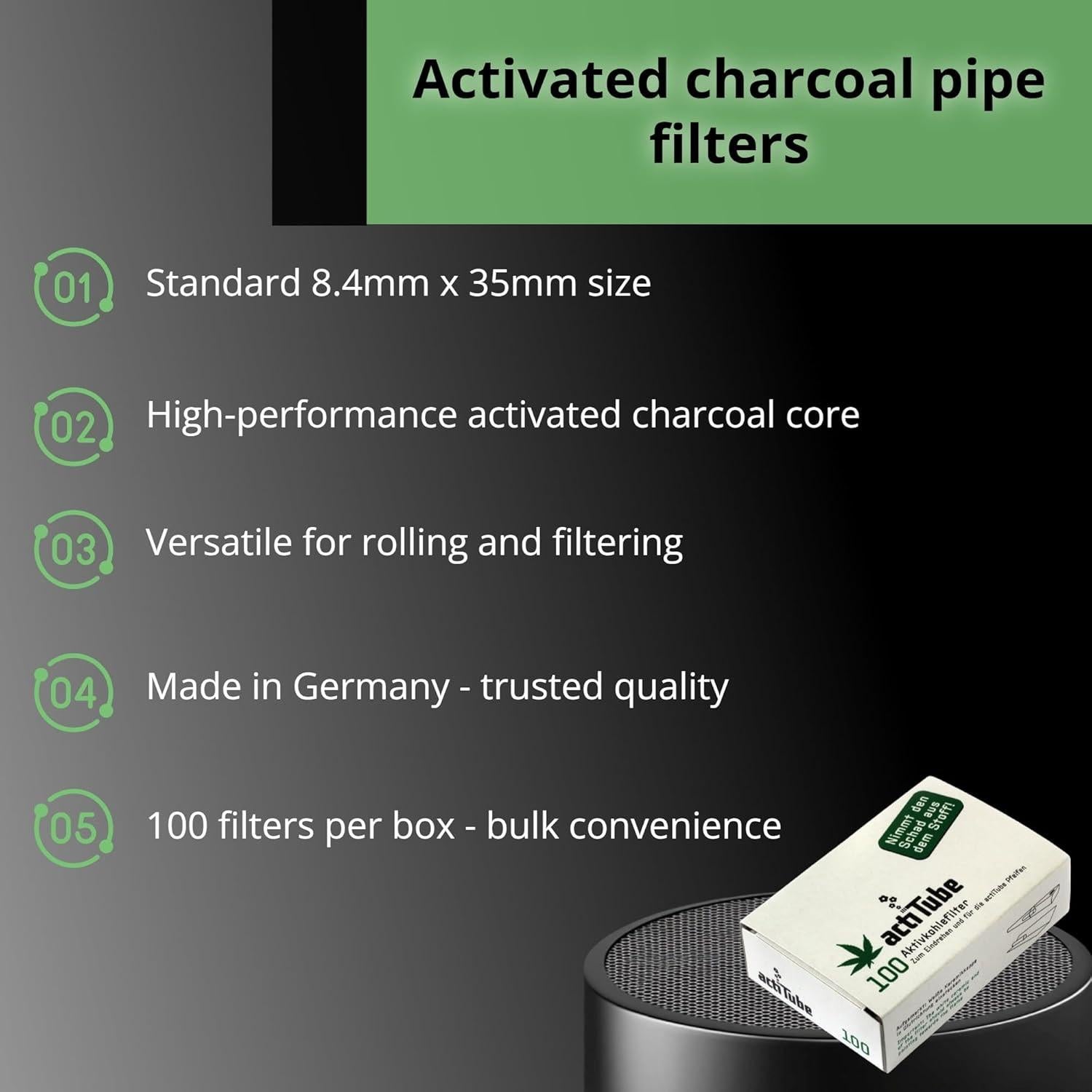 Filtros de Carbón Activado actiTube 8.4mm x 35mm - 100 Unidades