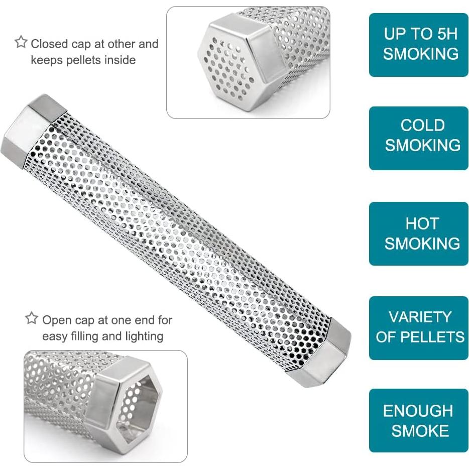 Tubo Ahumador 30cm Aushucu Acero Inoxidable para BBQ