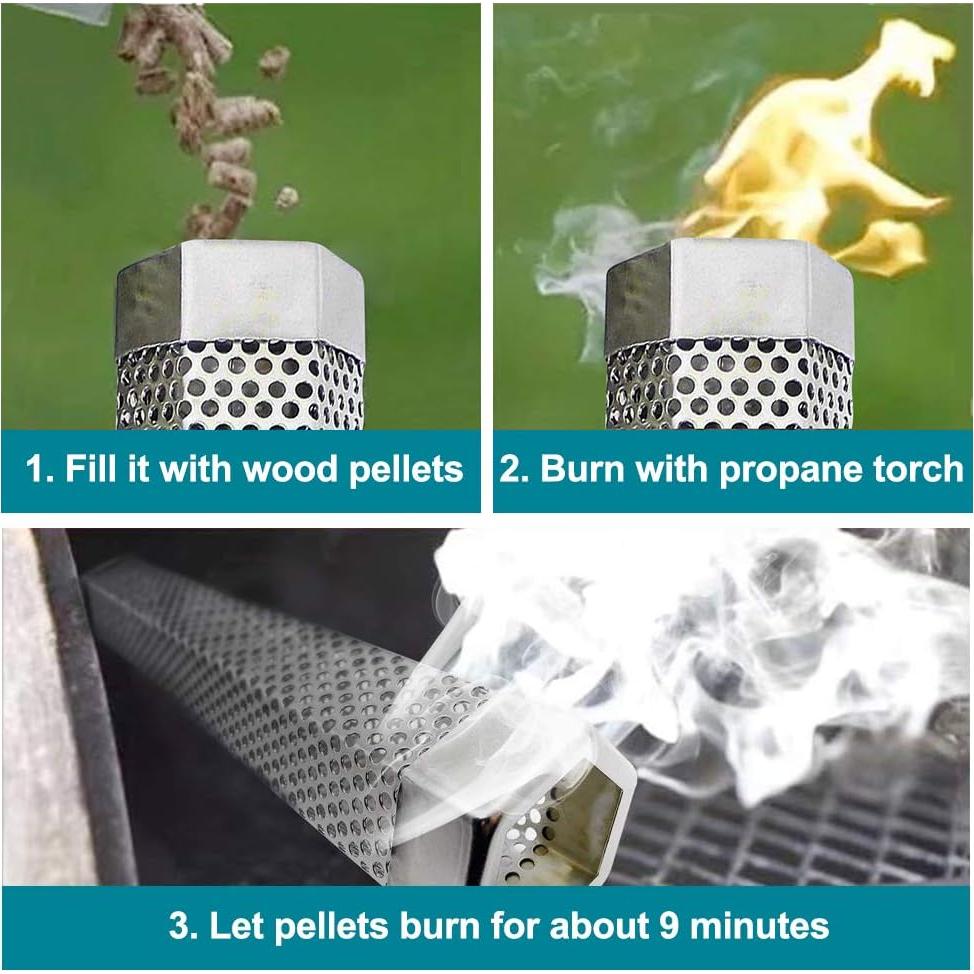 Tubo Ahumador 30cm Aushucu Acero Inoxidable para BBQ