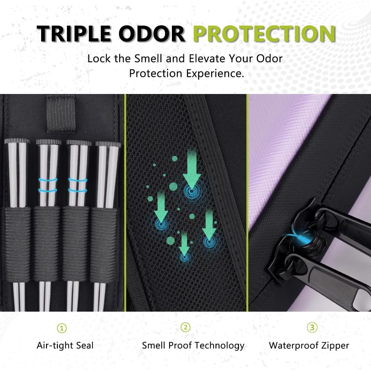 Bolsa a Prueba de Olores OZCHIN Morada con 4 Tubos 17.8x10.2cm