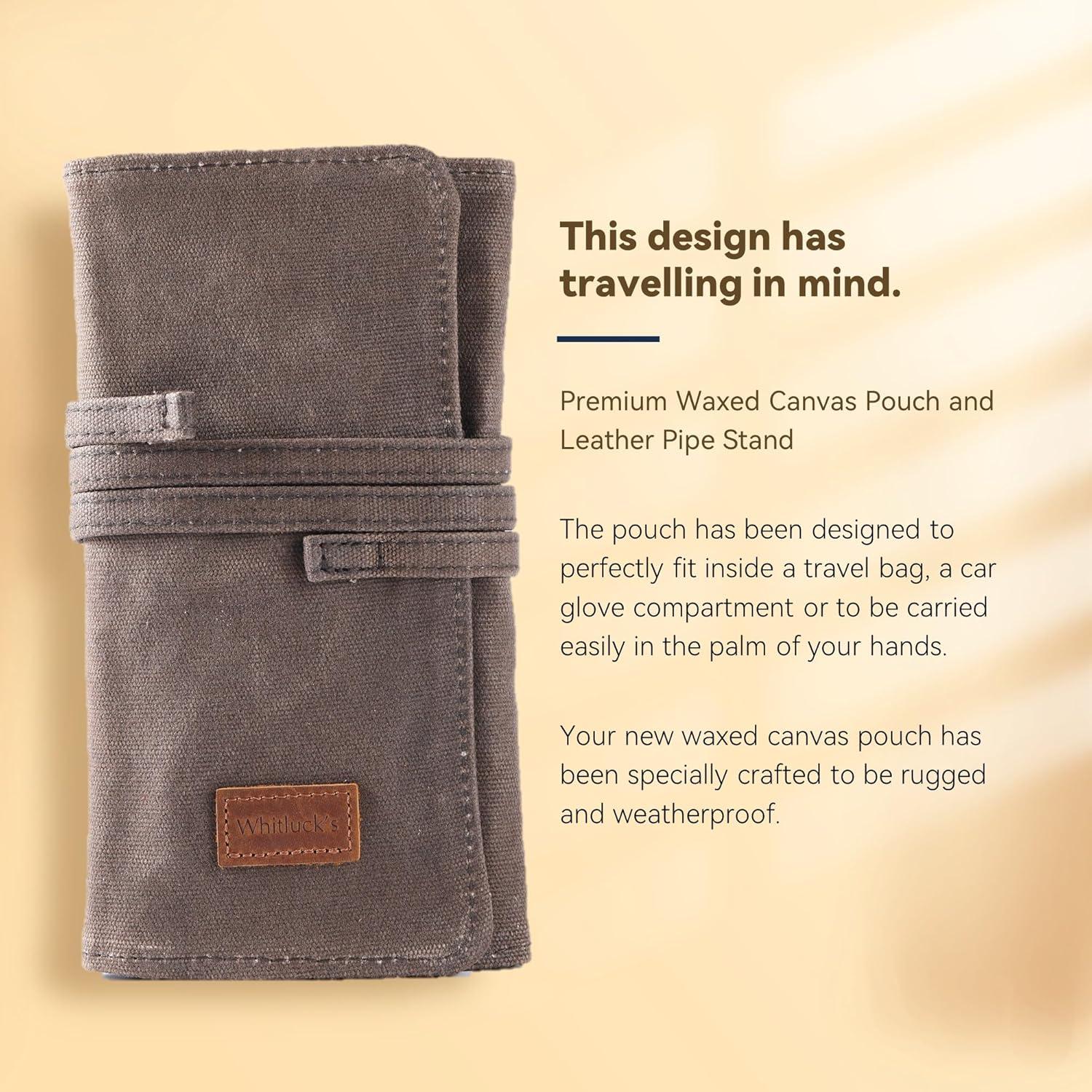 Bolsa de Pipa de Lona Encera Whitluck con Soporte de Cuero