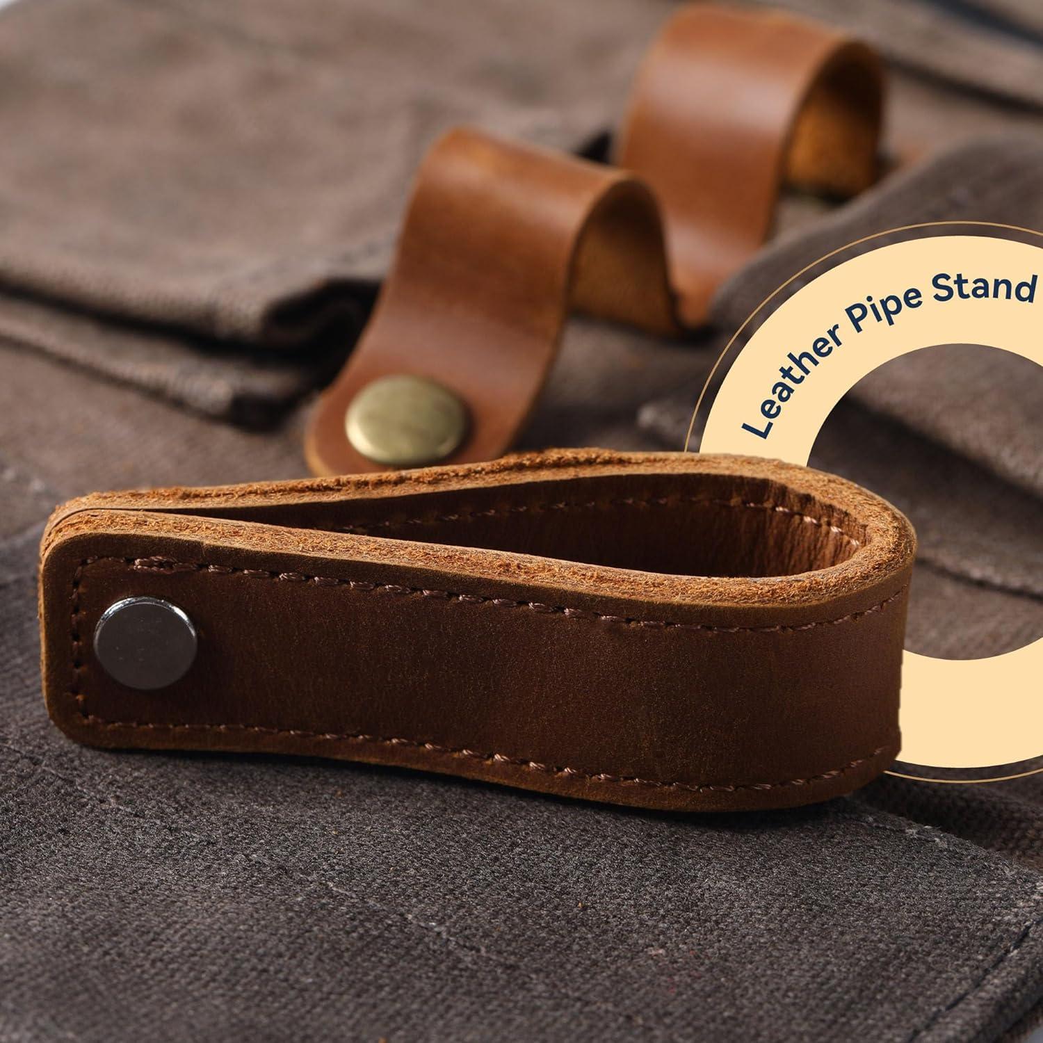 Bolsa de Pipa de Lona Encera Whitluck con Soporte de Cuero