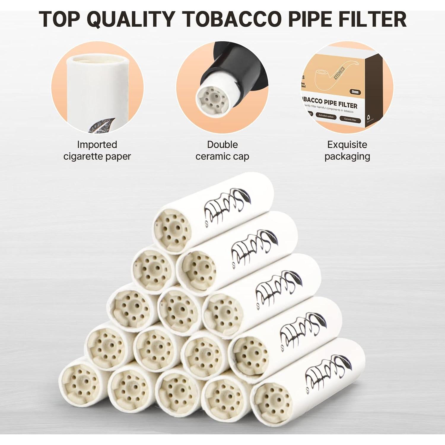 Filtros de Pipa Scotte 9mm Carbón Activado 100 pcs Doble Tapa