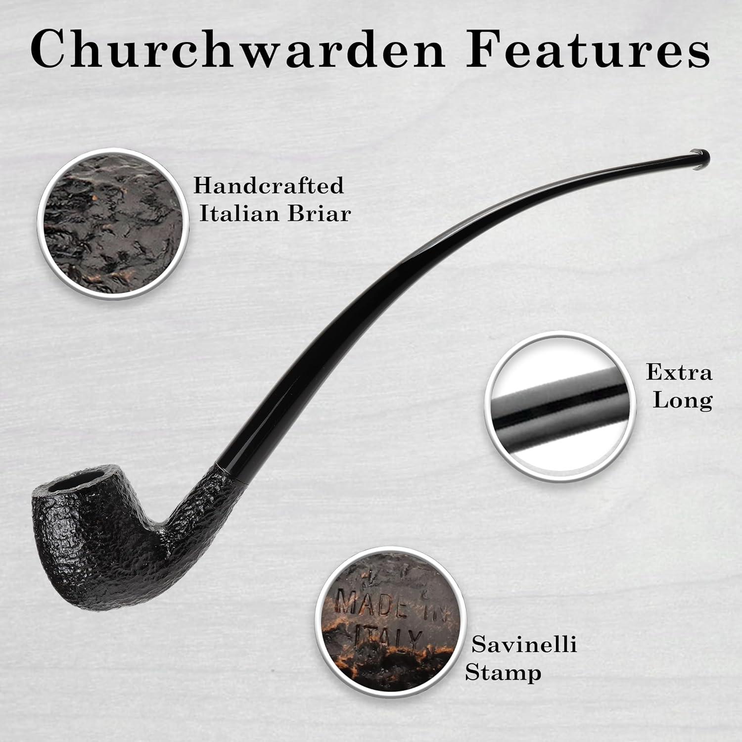 Pipa Savinelli Churchwarden 601 - Madera de Brezo Hecha a Mano