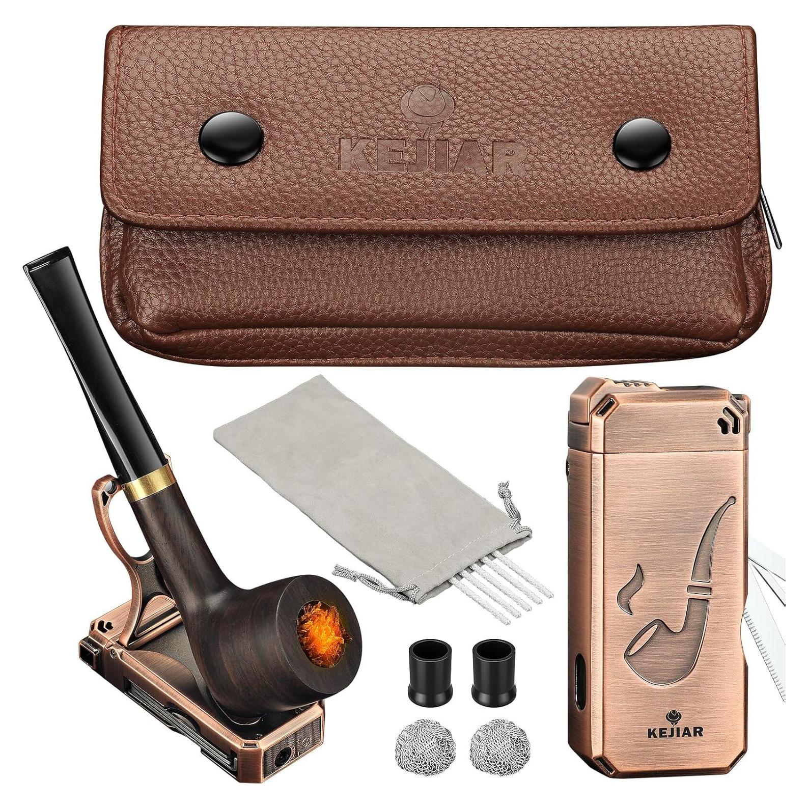 Juego de Pipas de Tabaco KEJIAR con Bolsa y Encendedor