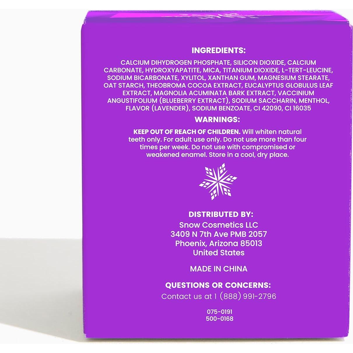 Polvo Blanqueador de Dientes SNOW 18g - Corrector de Color Púrpura