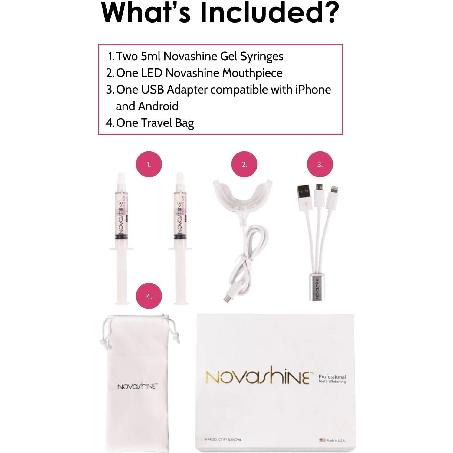 Kit Blanqueamiento Dental Novashine: Luz LED, Gel Peróxido 6%