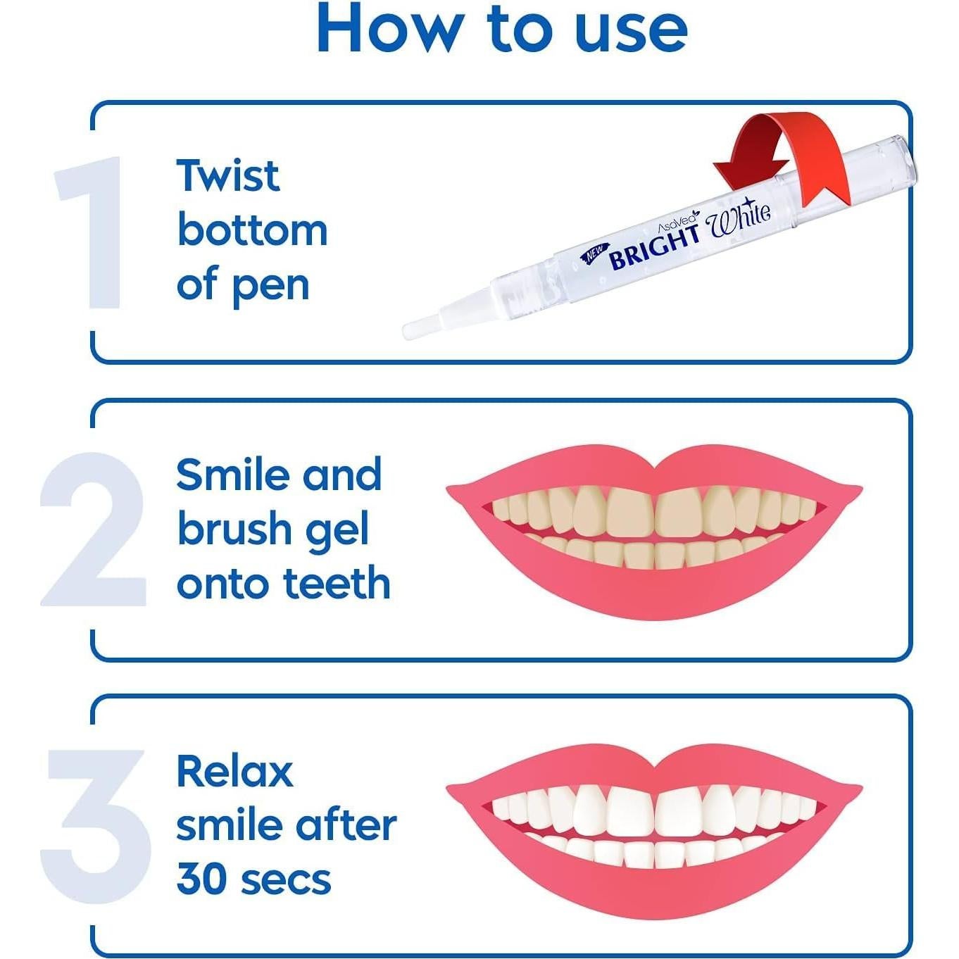 Bolígrafo Blanqueador de Dientes AsaVea - 2 Unidades, Efectivo y Sin Sensibilidad