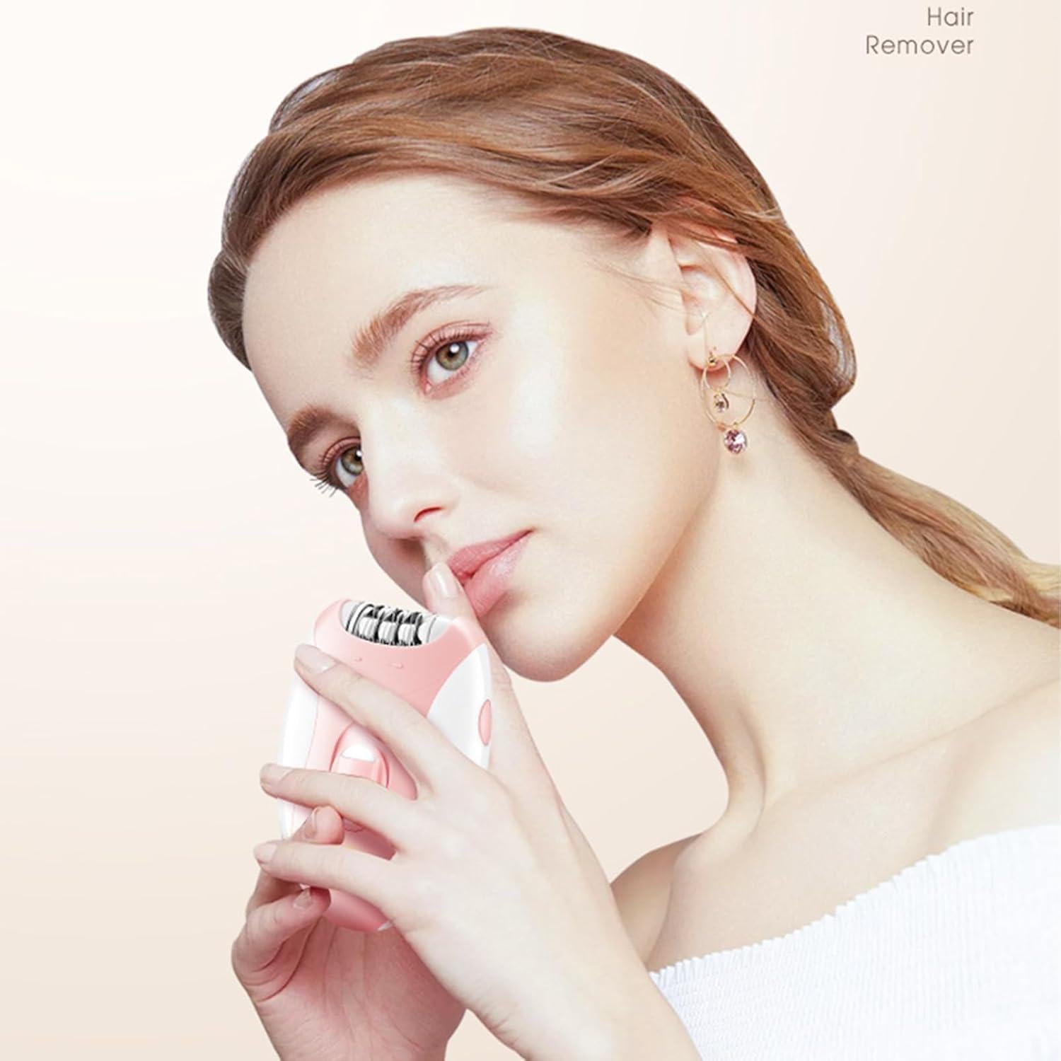 Epilador Facial para Mujeres FabMay Beauty, Indoloro, Rosa