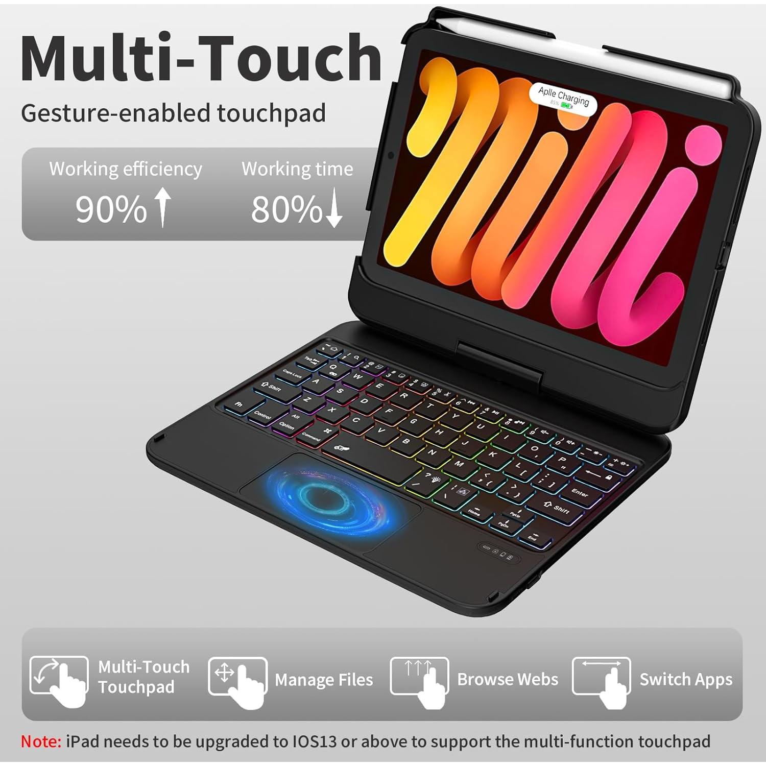 Funda Teclado TaIYanG iPad Mini 6/7 Retroiluminada 360°
