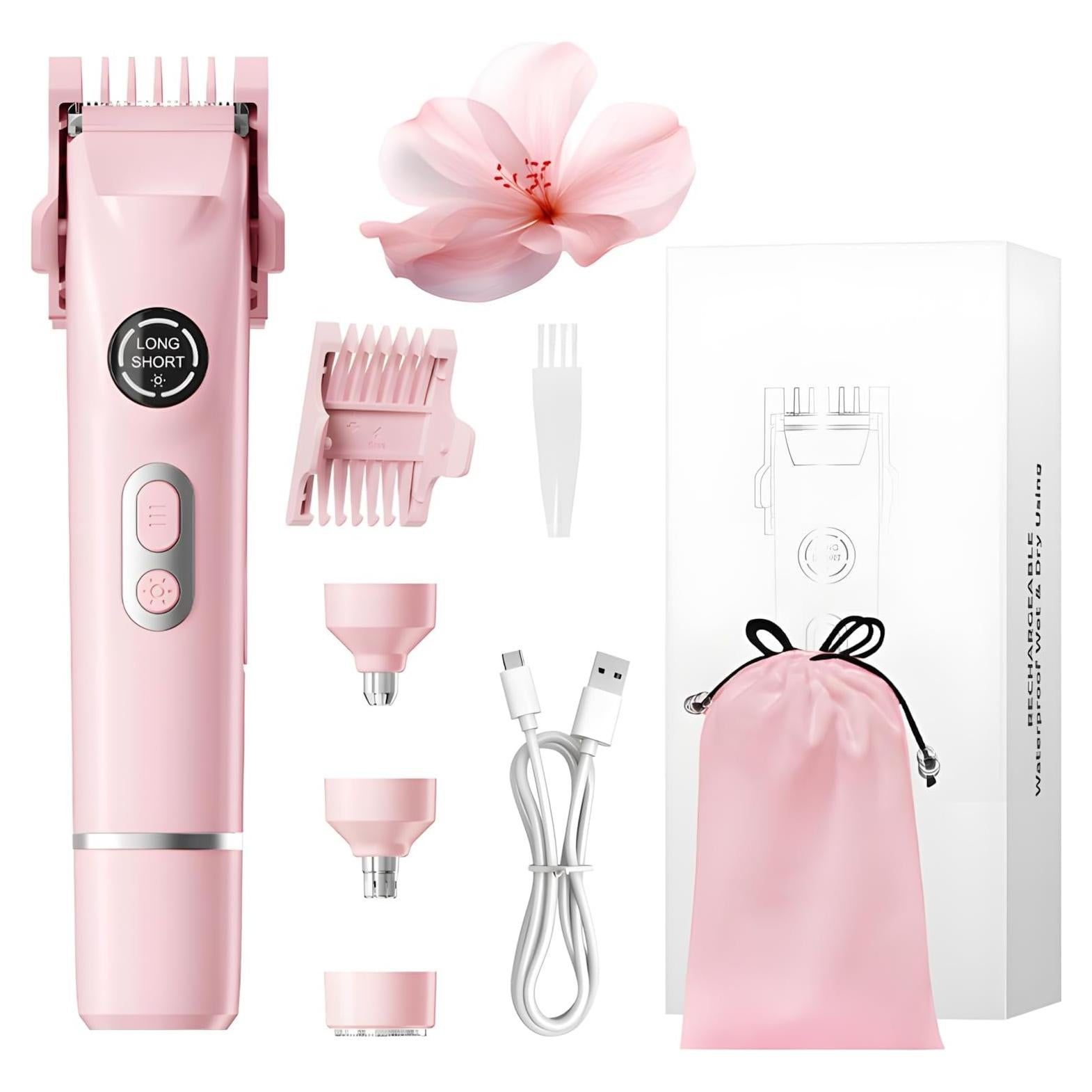 Recortadora de Bikini 4 en 1 TMQ Rosa Impermeable IPX7