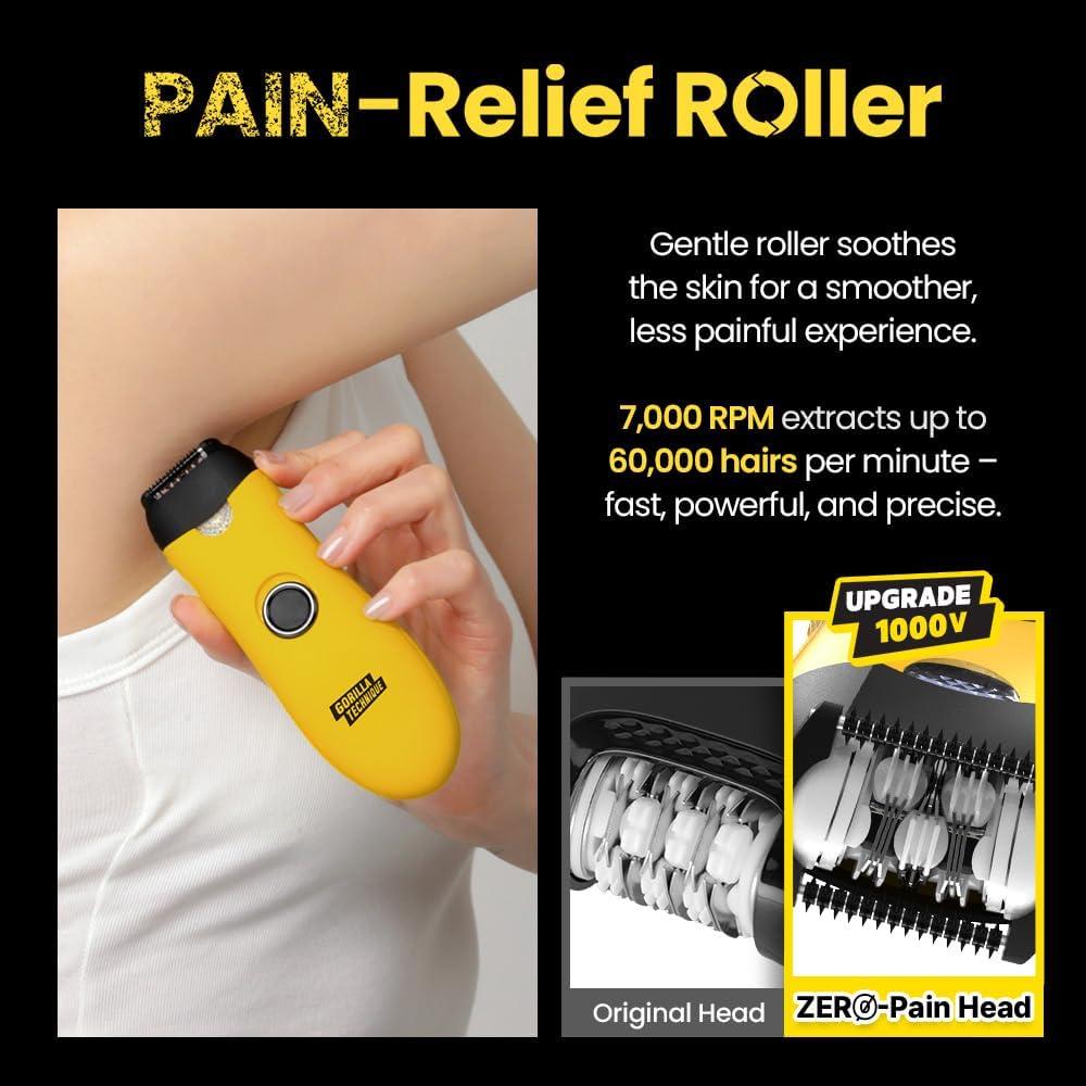Epilador Mini 1000V Gorilla con Rodillo Alivio Dolor - Negro