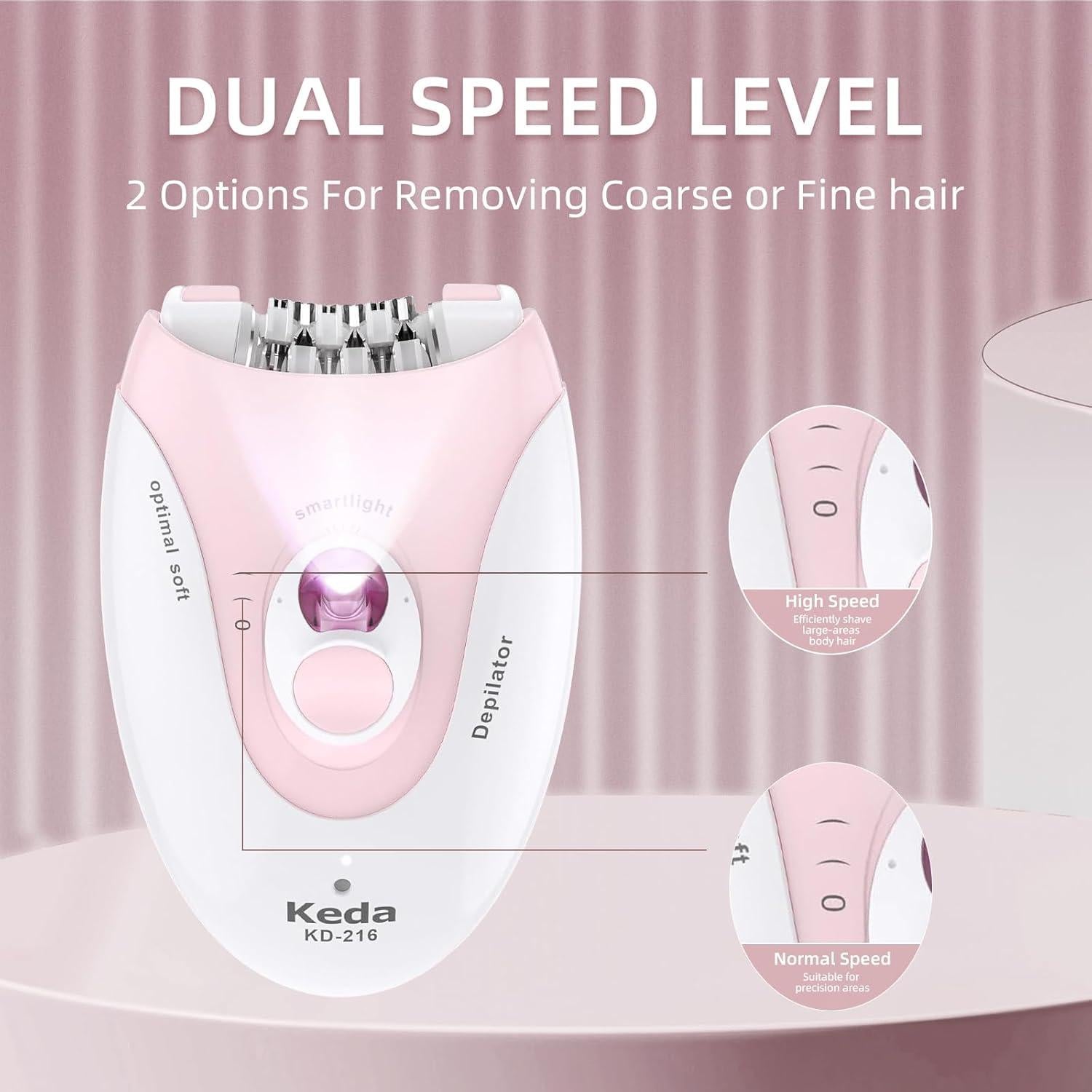 Epilador Facial Muvik Sin Cable Titanio Rosa 258g