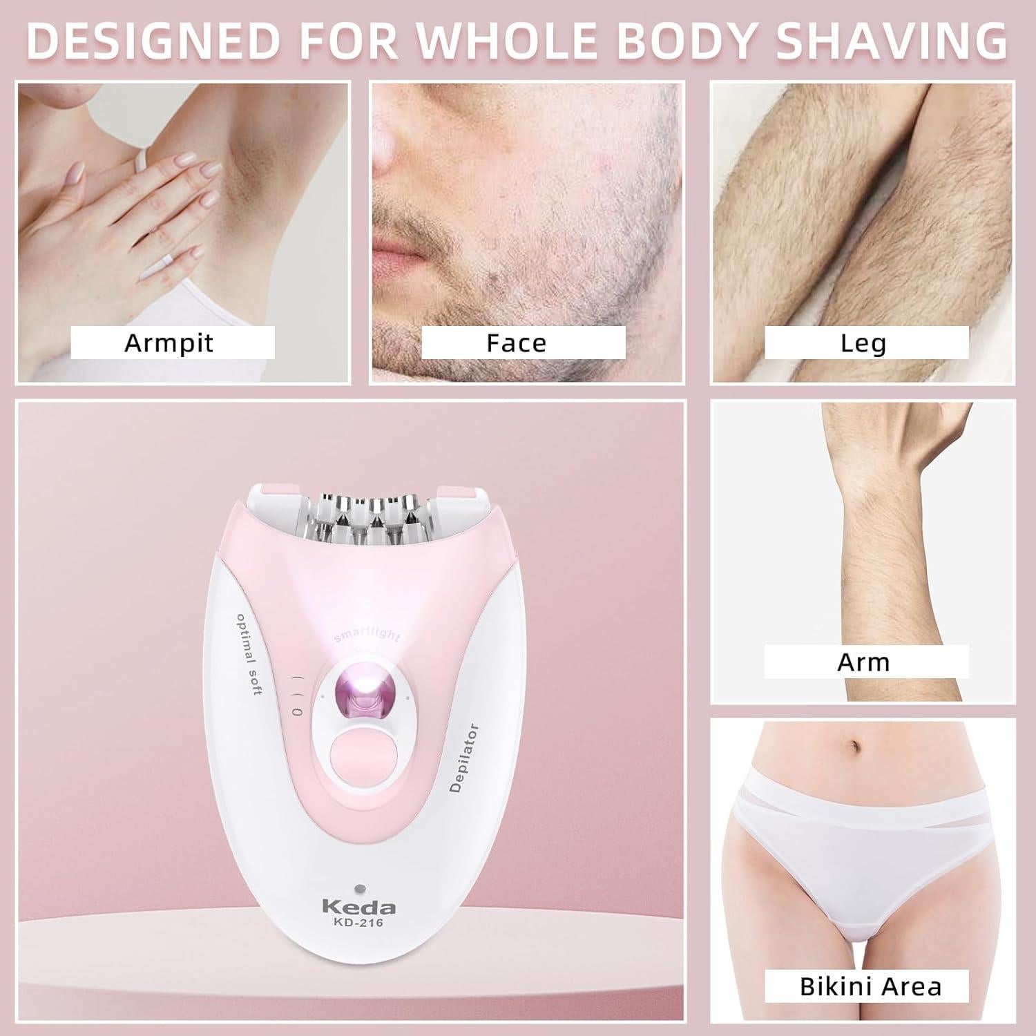 Epilador Facial Muvik Sin Cable Titanio Rosa 258g