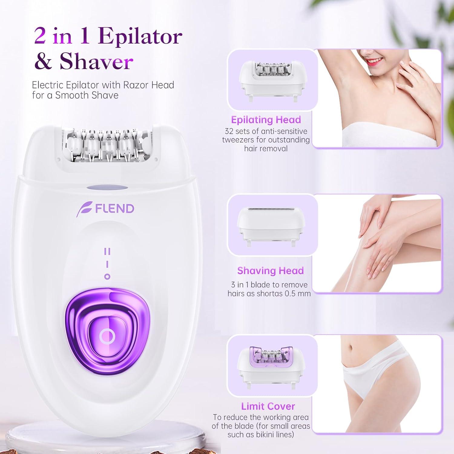 Epilador Facial 2 en 1 Flend para Mujeres con Luz LED