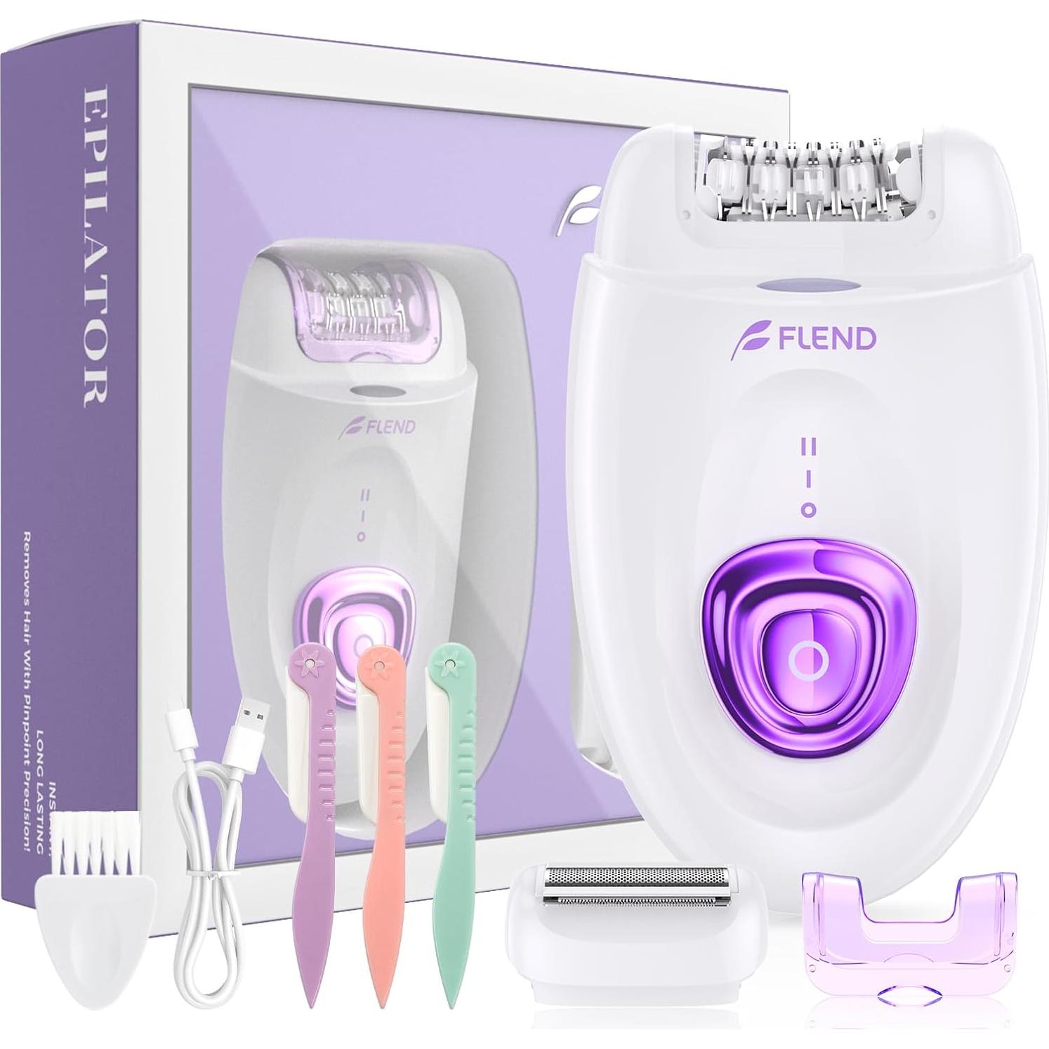 Epilador Facial 2 en 1 Flend para Mujeres con Luz LED