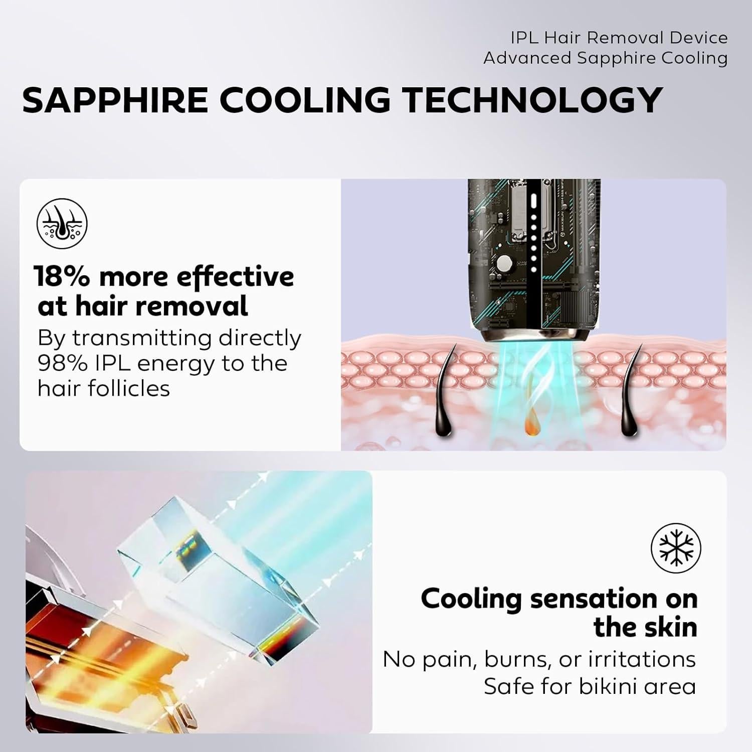 Epilador IPL EUARNE Indoloro con Enfriamiento por Hielo 298g