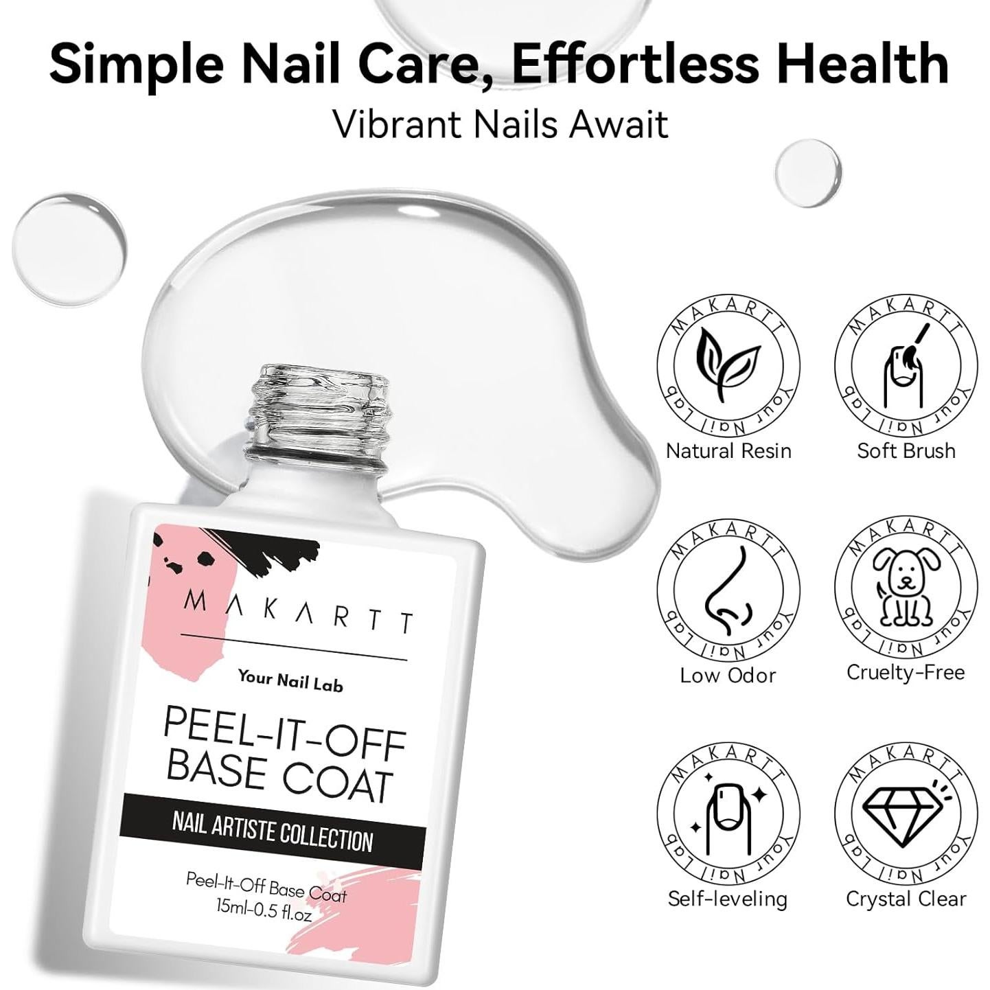 Base Coat Abrible de Gel Makartt 15ml x 2 - Fácil Remoción