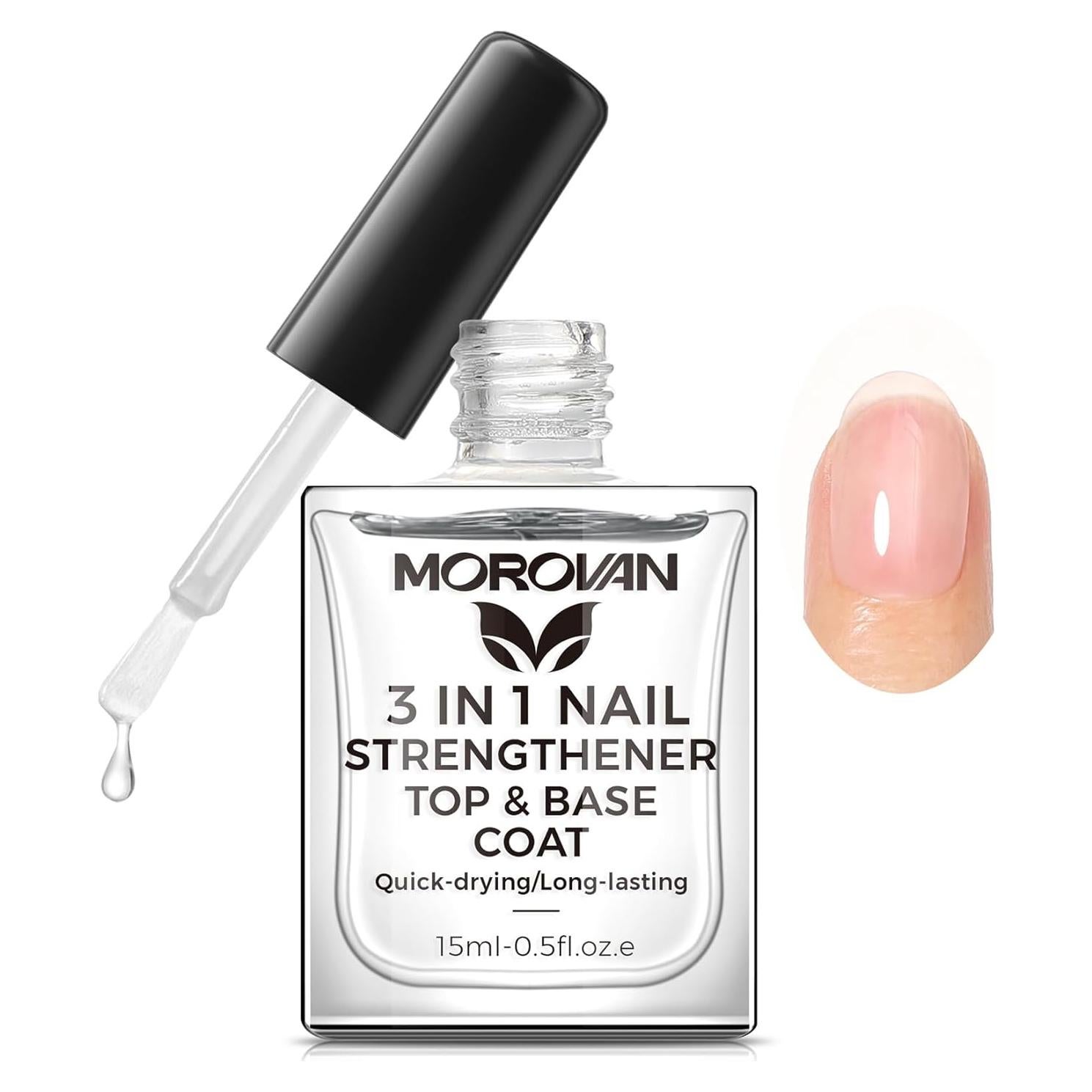 Morovan Endurecedor de Uñas 3 en 1 - Tratamiento Secado Rápido