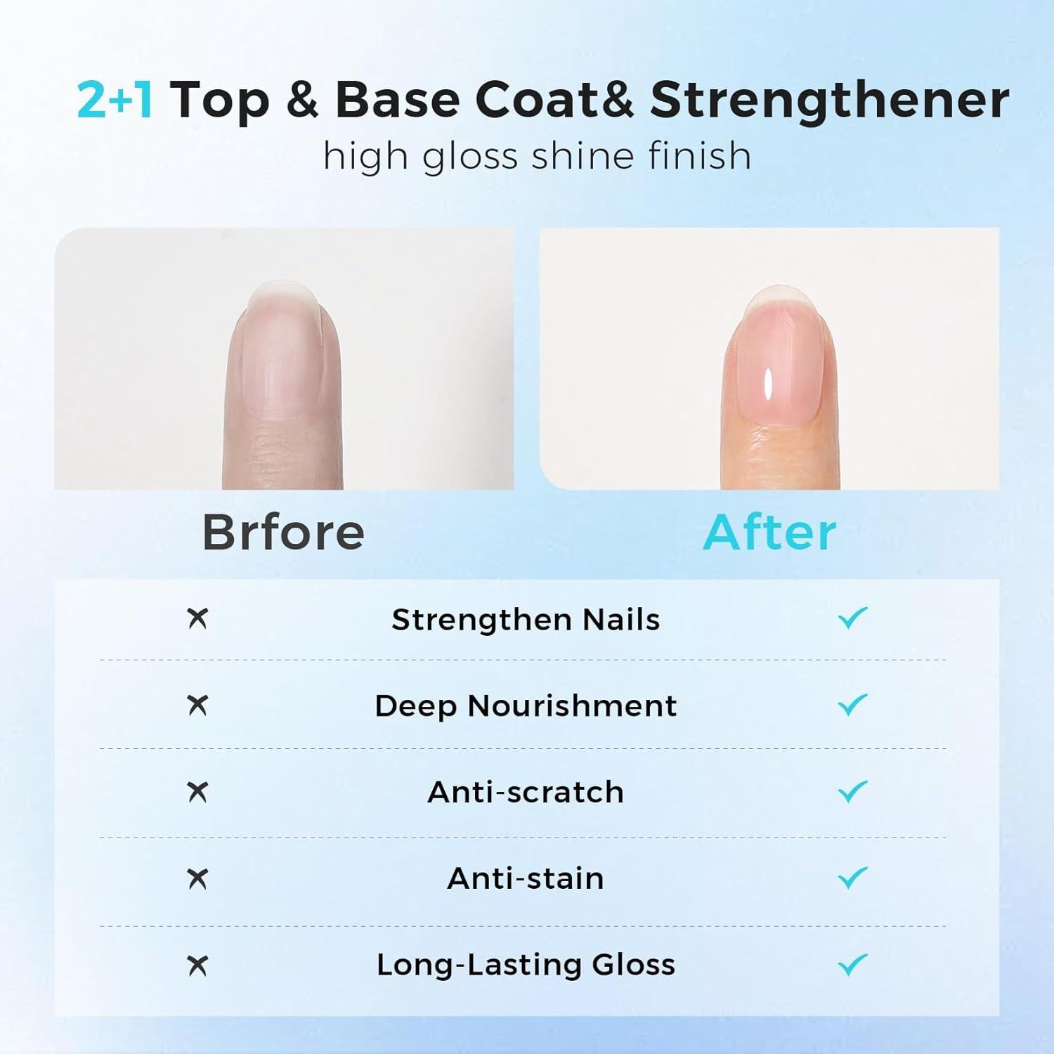 Morovan Endurecedor de Uñas 3 en 1 - Tratamiento Secado Rápido