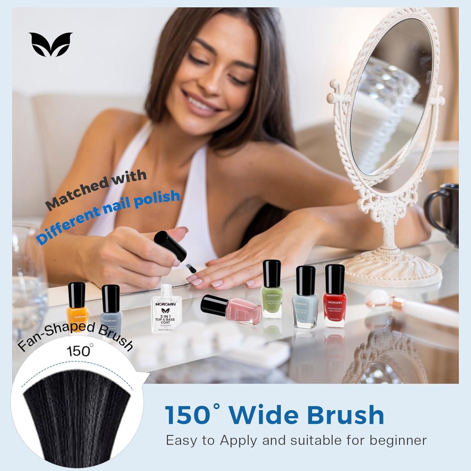 Morovan Endurecedor de Uñas 3 en 1 - Tratamiento Secado Rápido