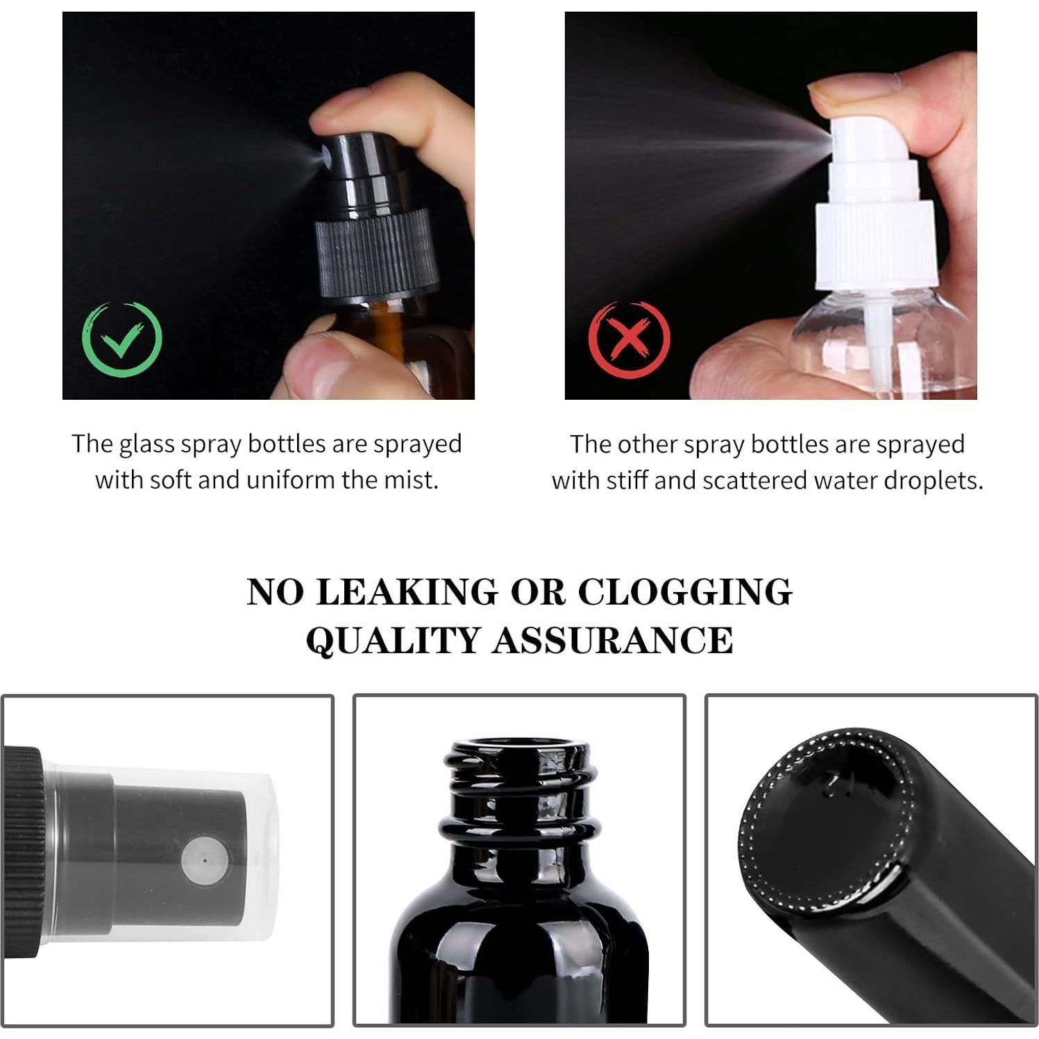 Botellas de Spray de Vidrio YONKAN 60ml UV Negro - Paquete 48