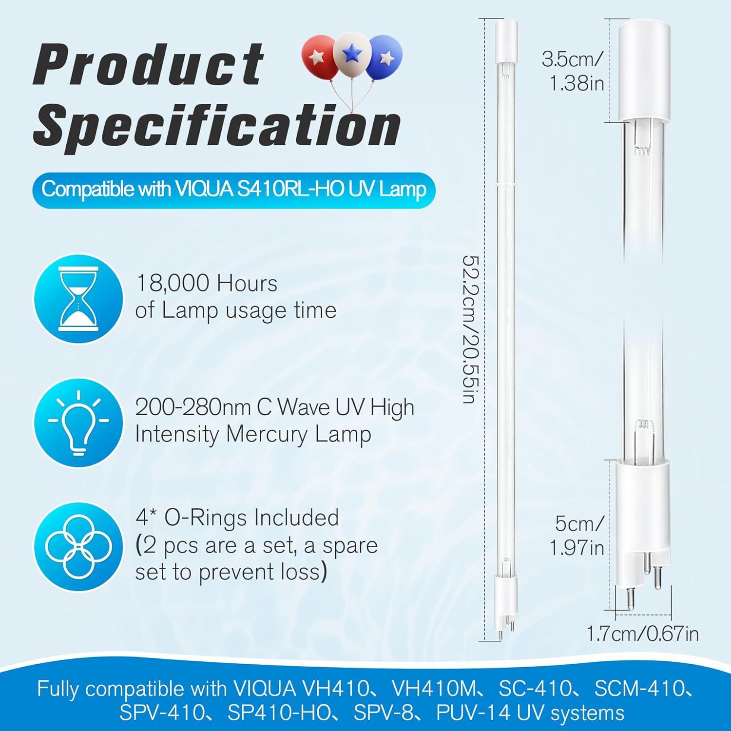 Lámpara UV Qualirey Compatible con VIQUA S410RL-HO 18000h