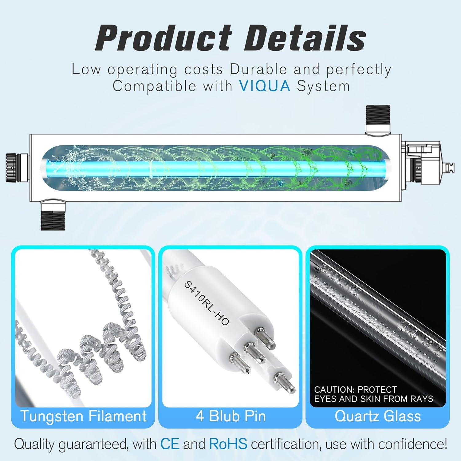 Lámpara UV Qualirey Compatible con VIQUA S410RL-HO 18000h