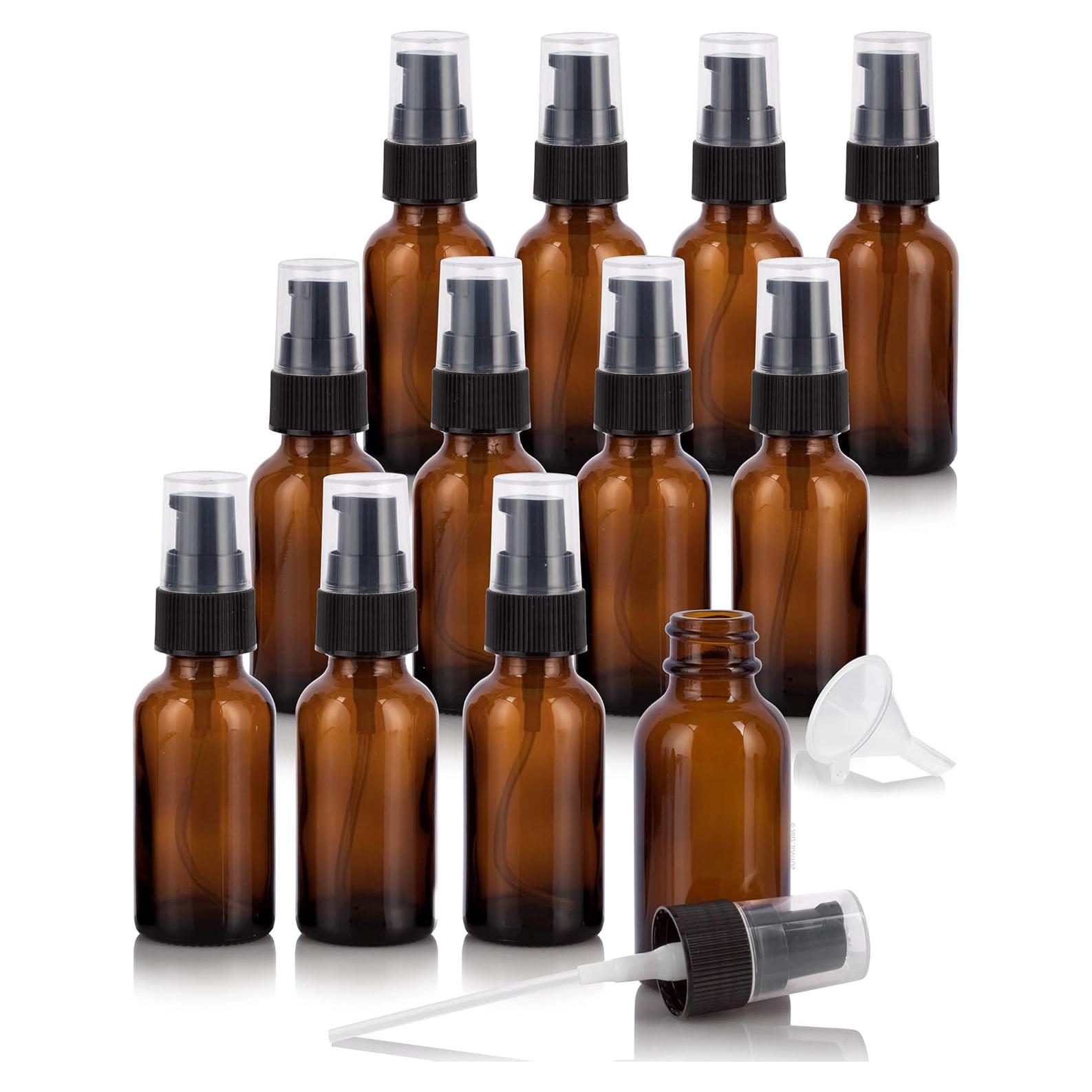 Botellas de Vidrio Ámbar 30 ml JUVITUS con Bomba - Paquete de 12