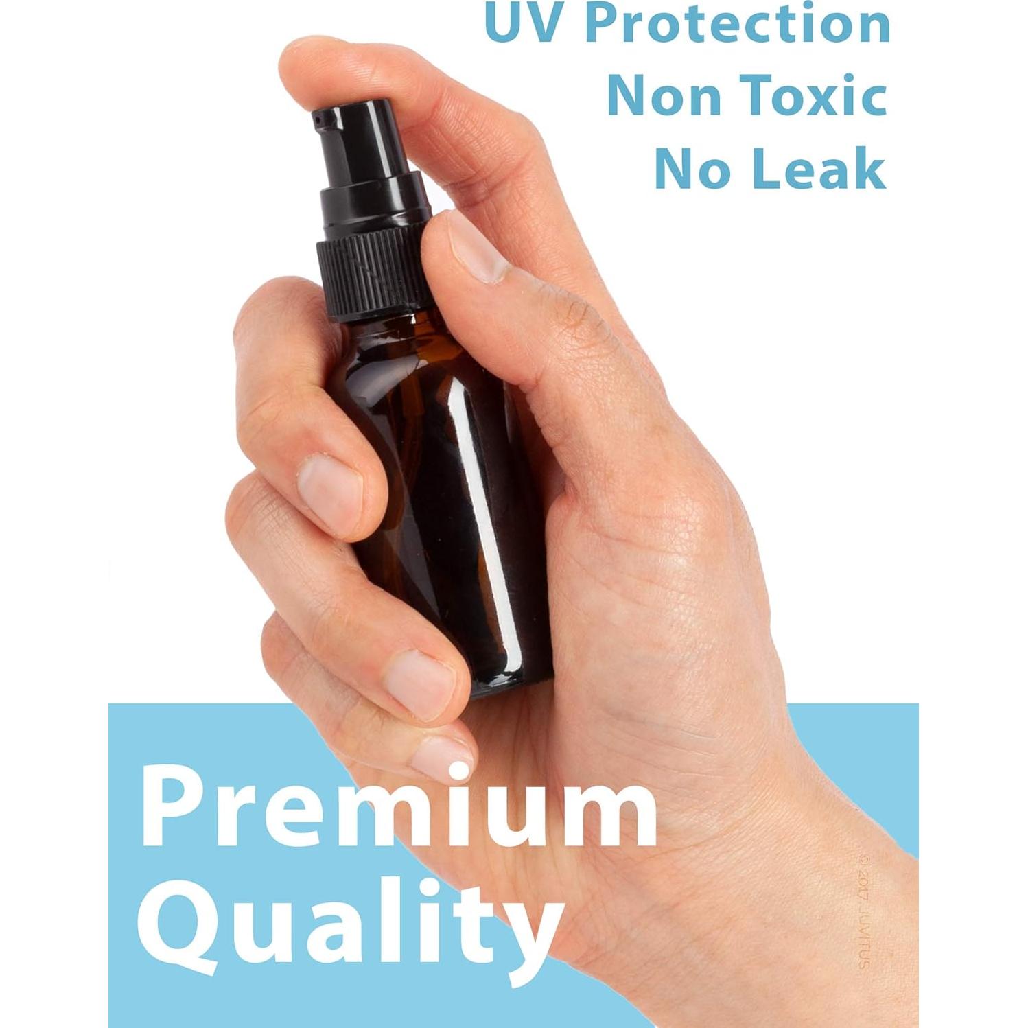 Botellas de Vidrio Ámbar 30 ml JUVITUS con Bomba - Paquete de 12