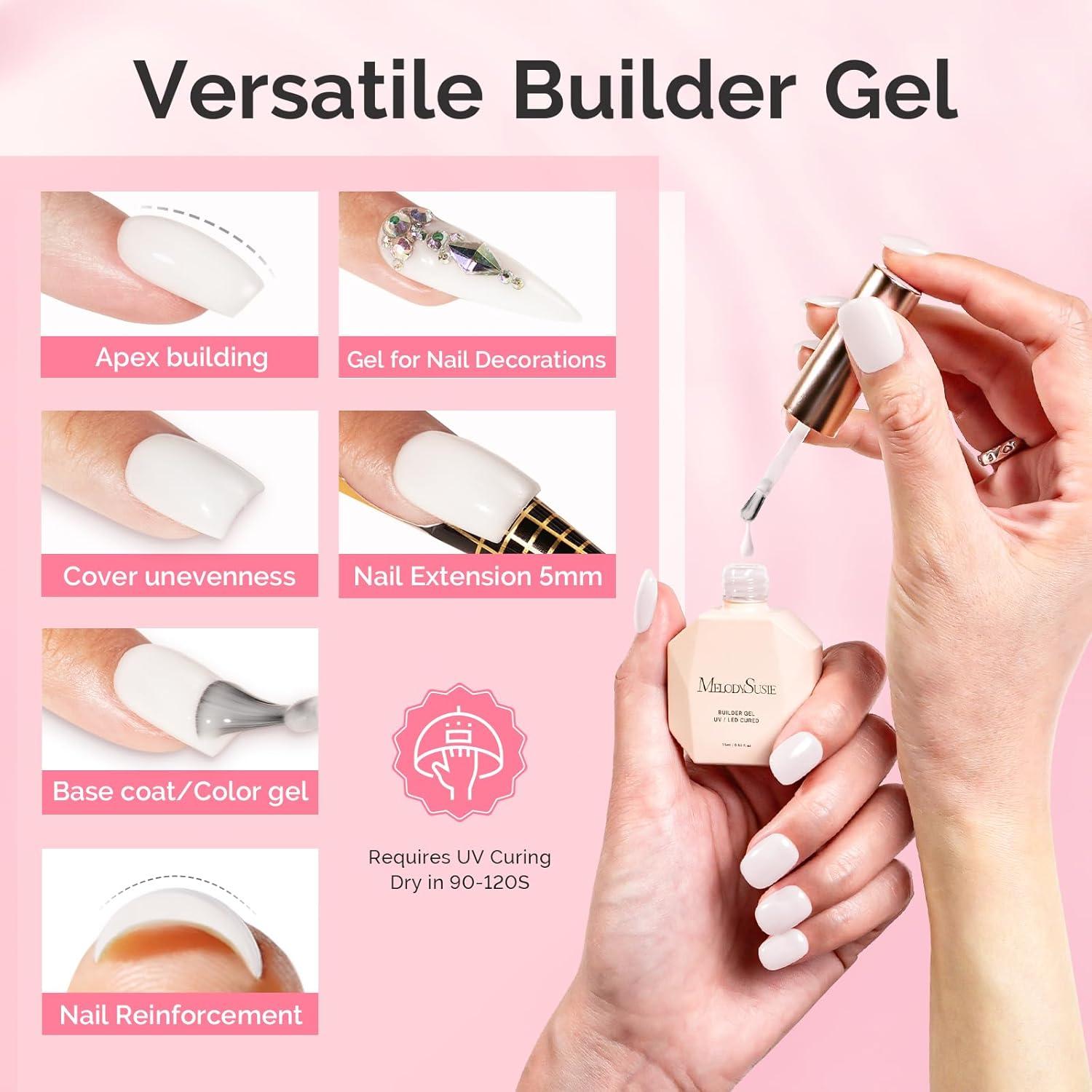 Gel Constructor para Uñas MelodySusie 2PCS 15ml Blanco Lechoso