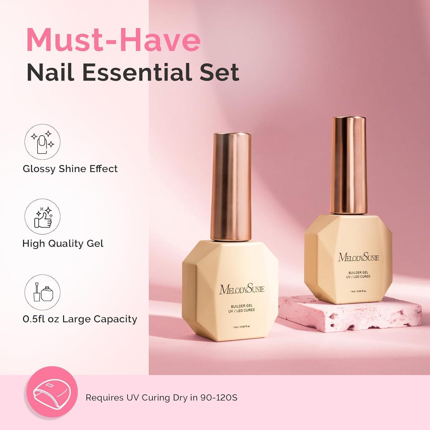 Gel Constructor para Uñas MelodySusie 2PCS 15ml Blanco Lechoso