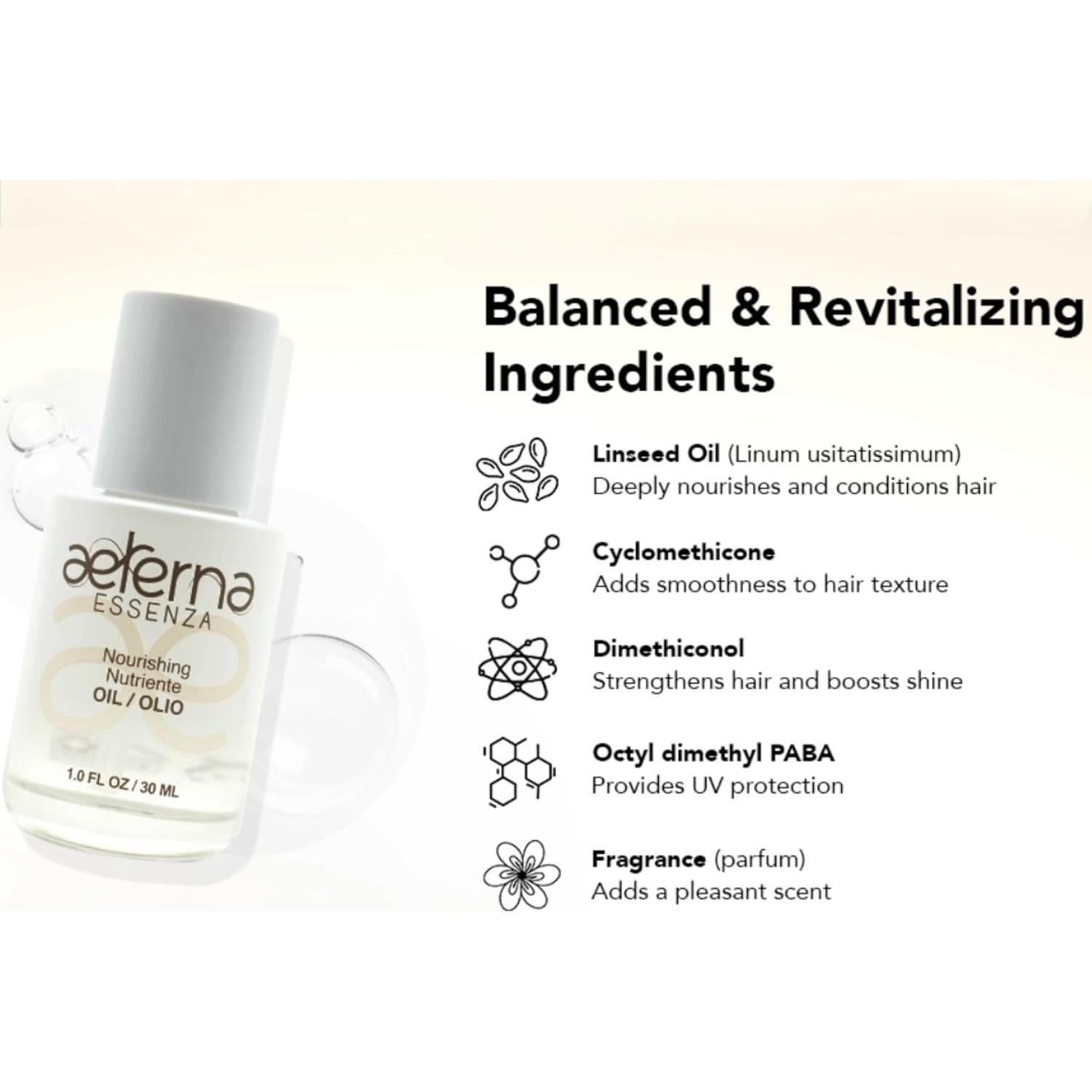 Aeterna Essenza Aceite Nutritivo para Cabello 30 ml - Sin Sulfatos