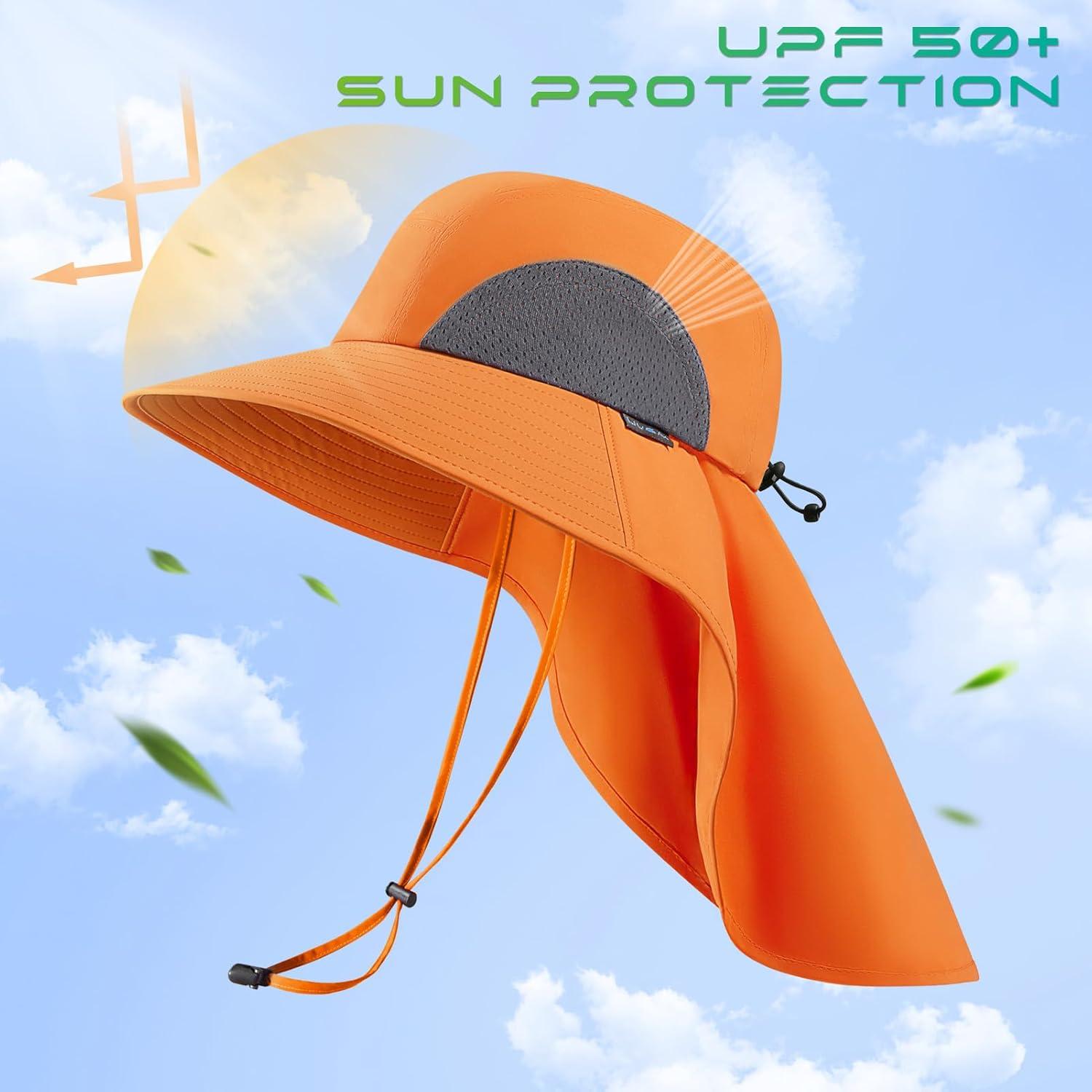 Sombrero de Sol Plegable UPF 50+ UVSAI con Ala Ancha Naranja